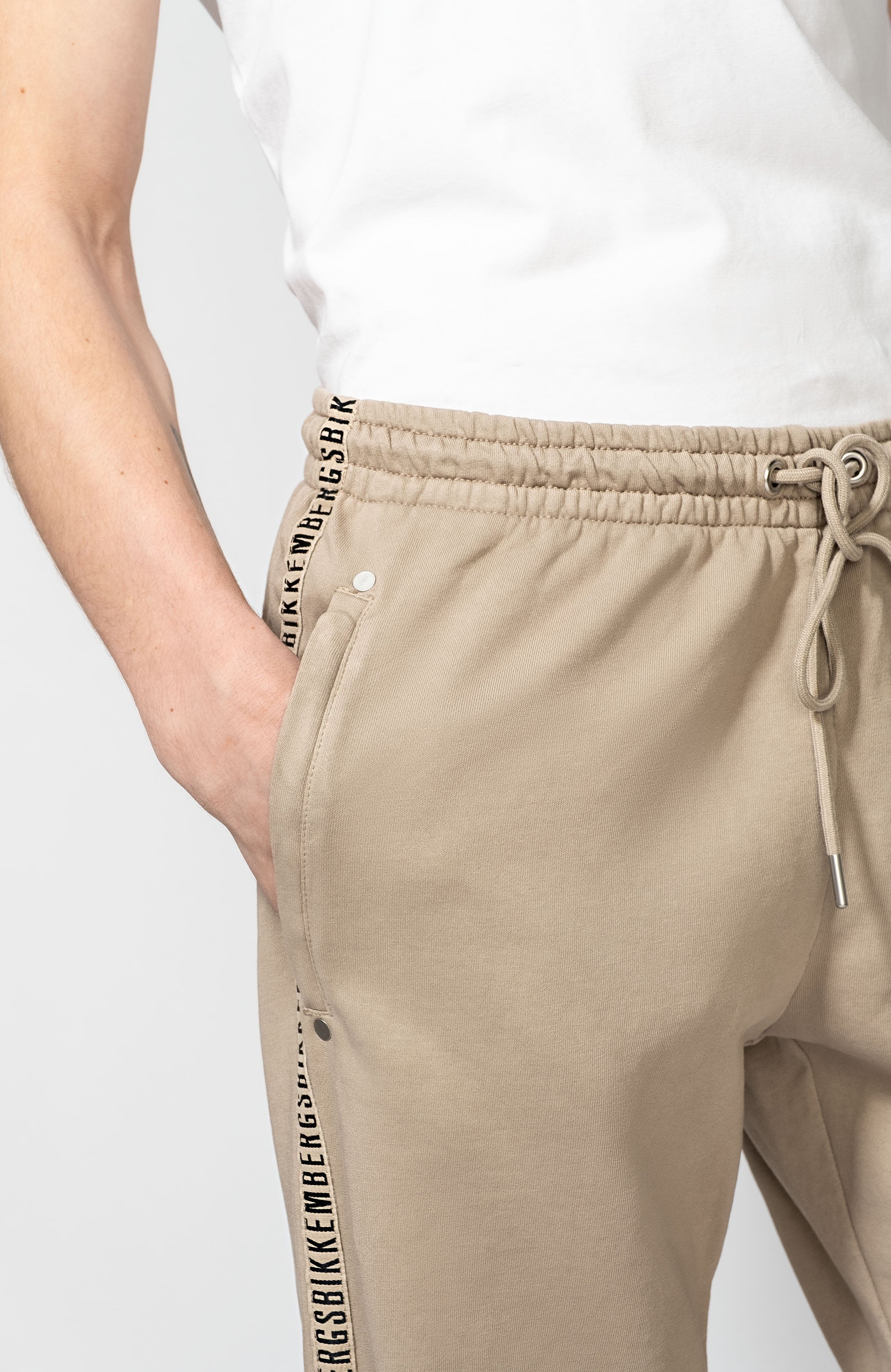 Dirk bikkembergs Beige Dresspüksid logoribaga küljel image 6
