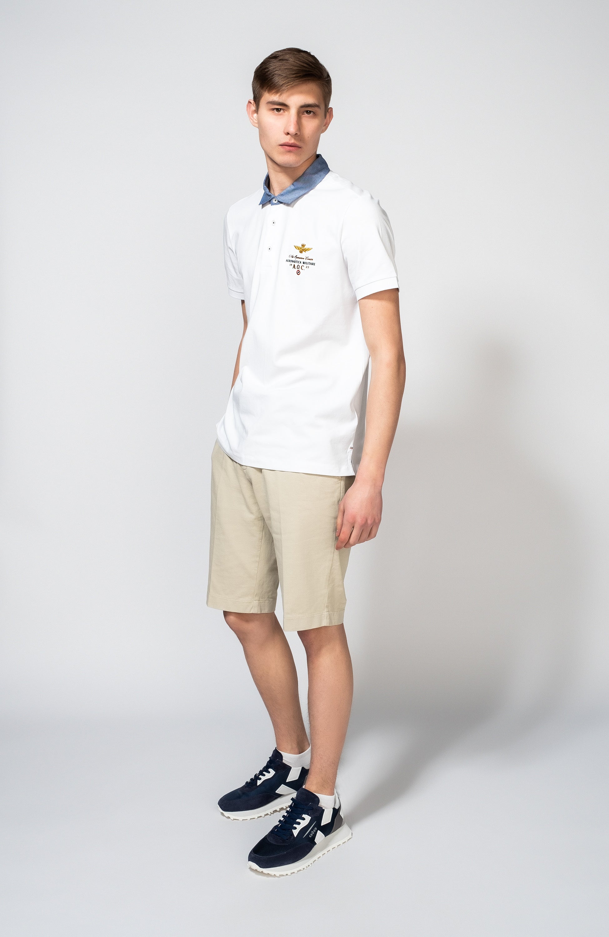 Aeronautica militare White Contrast-collar polo shirt image 4