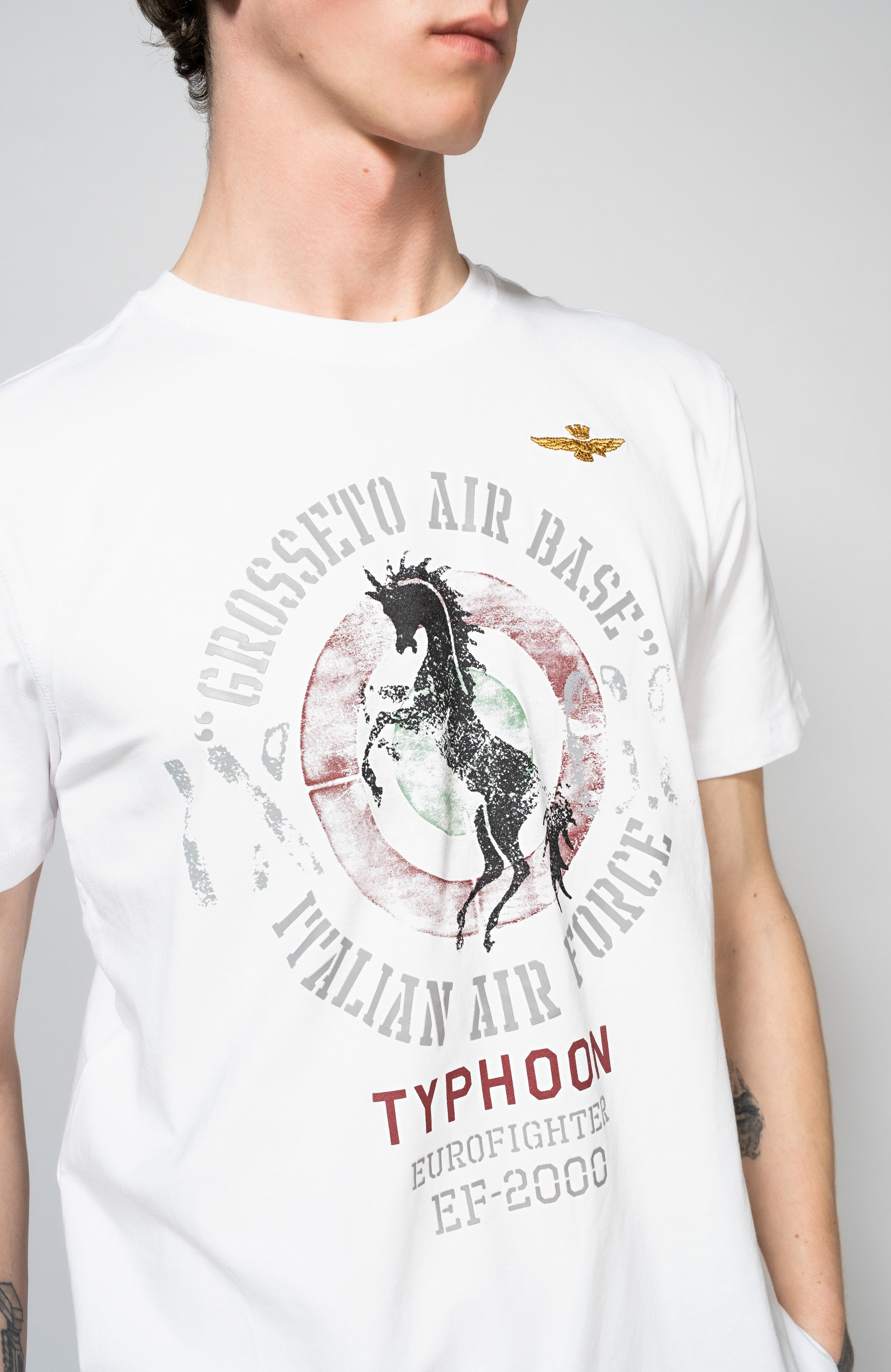 Aeronautica militare White Airforse-print cotton t-shirt image 3