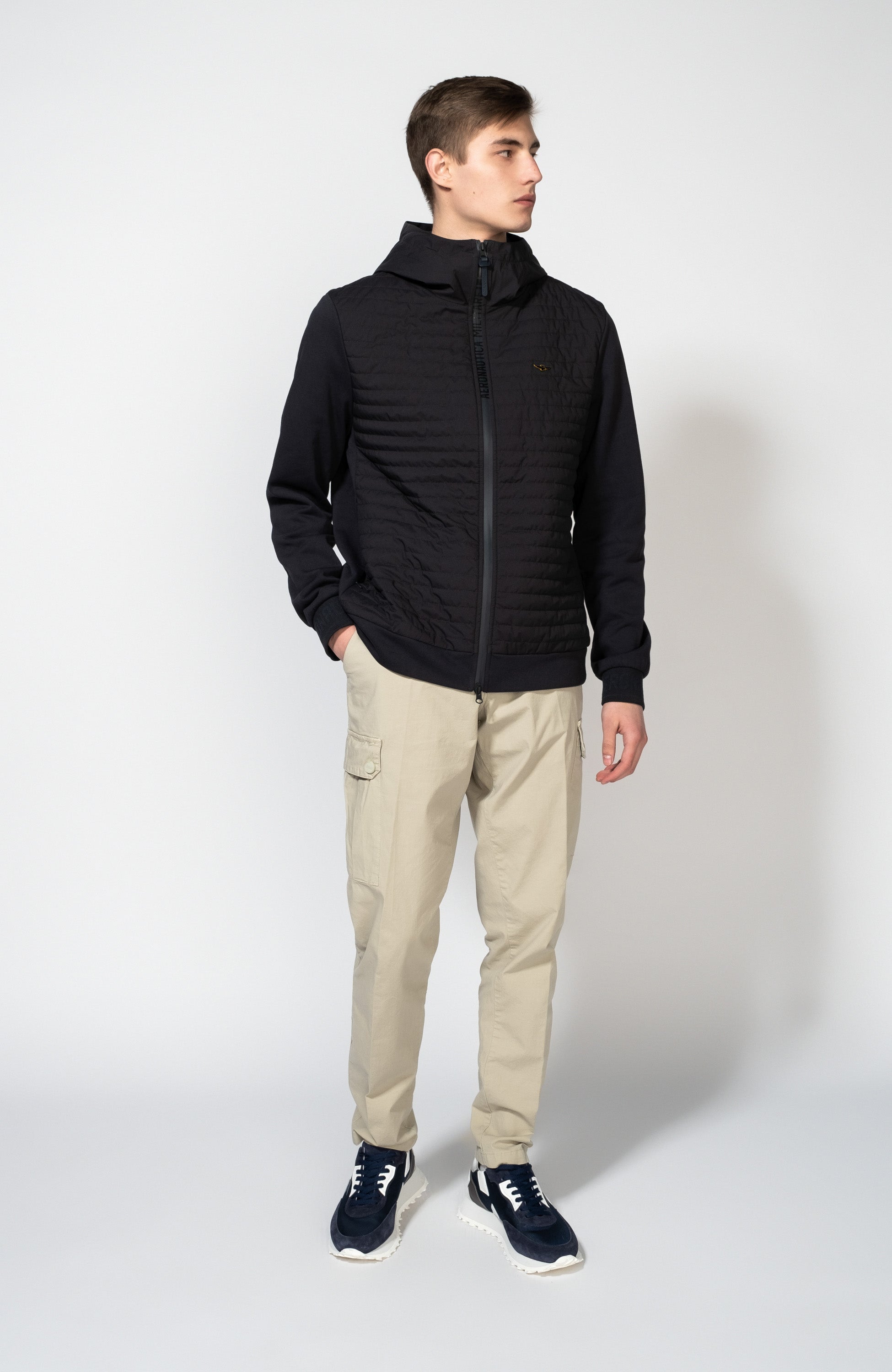 Aeronautica militare Navy Quilted hooded jacket image 6