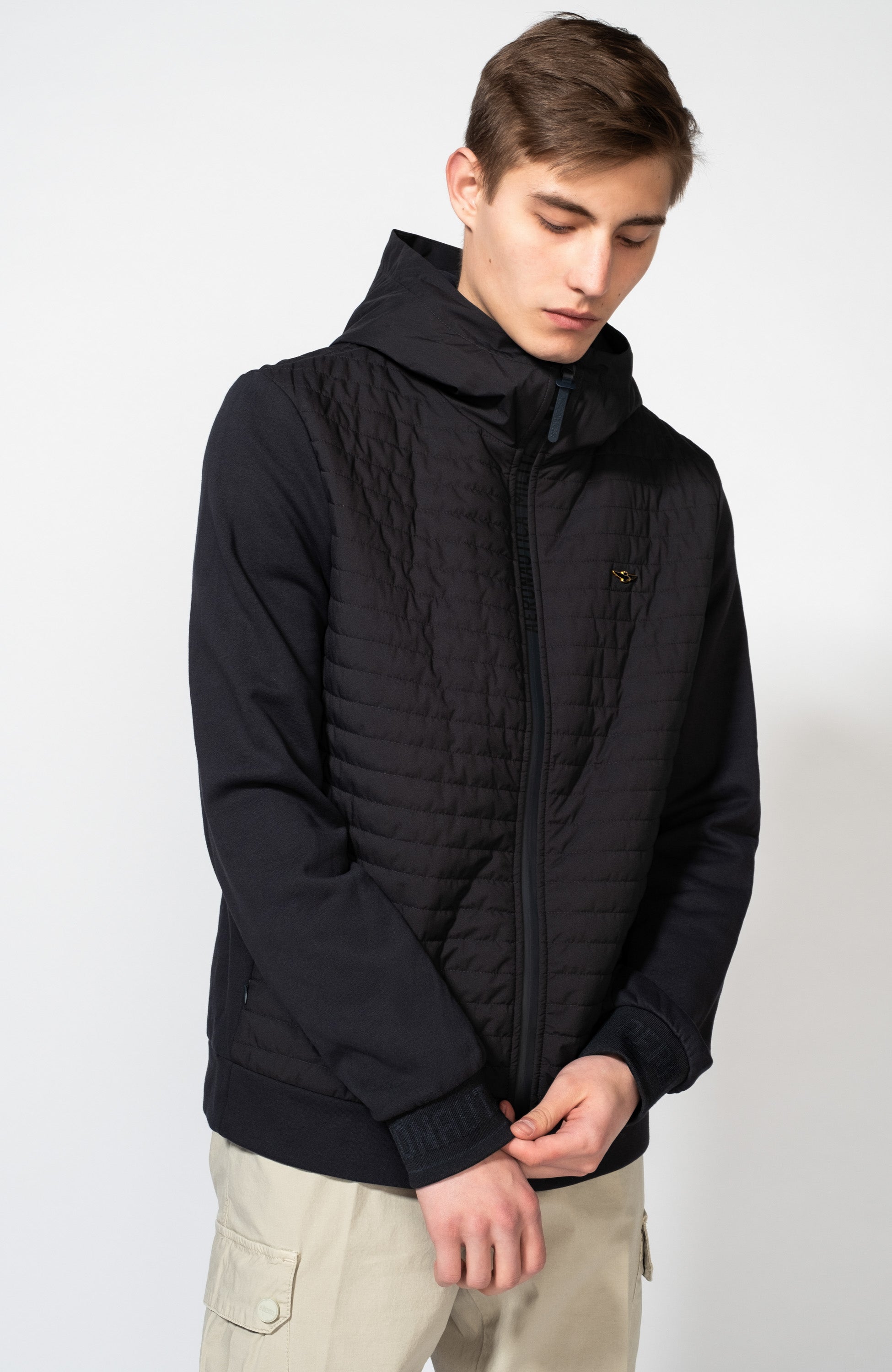 Aeronautica militare Navy Quilted hooded jacket image 2