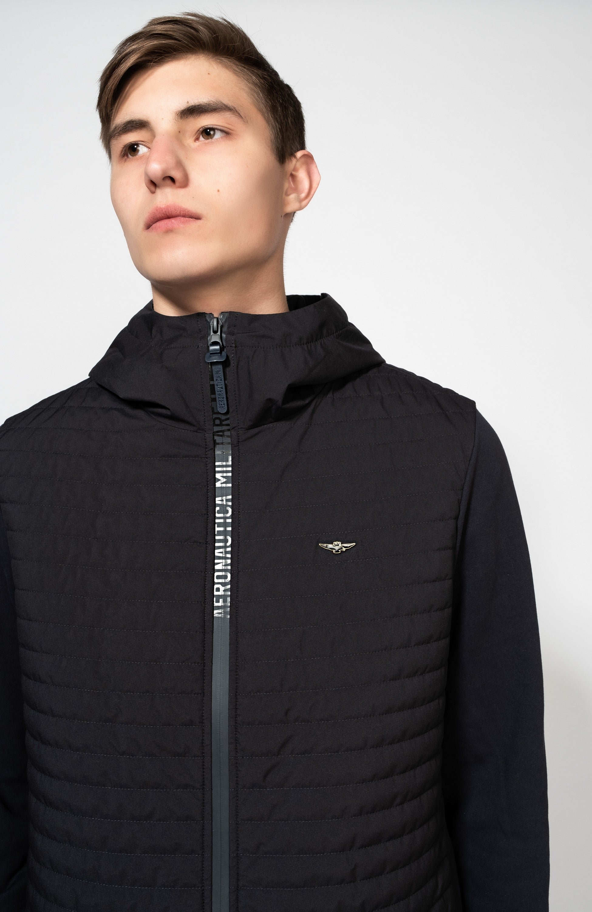 Aeronautica militare Navy Quilted hooded jacket image 3