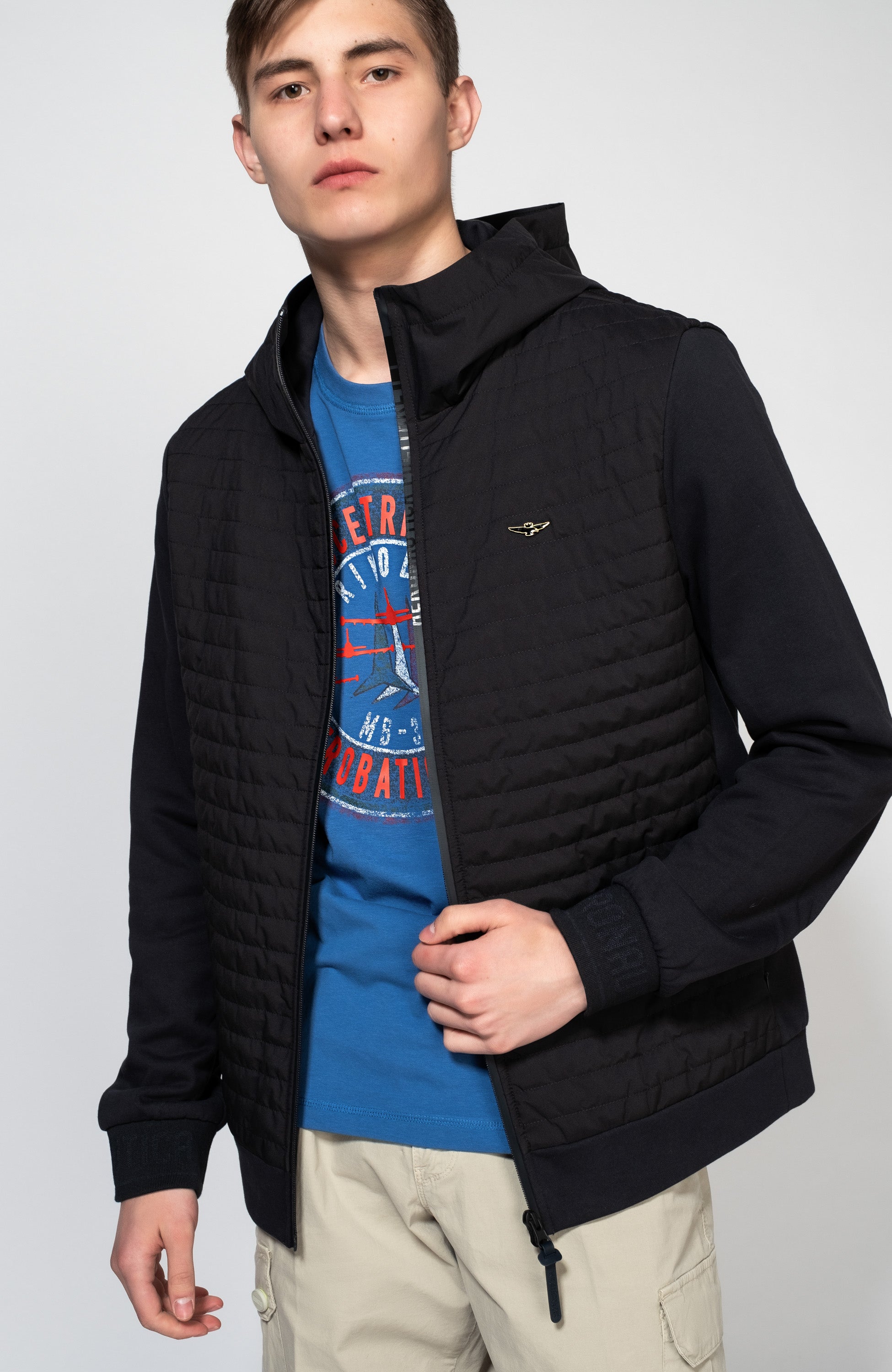 Aeronautica militare Navy Quilted hooded jacket image 5