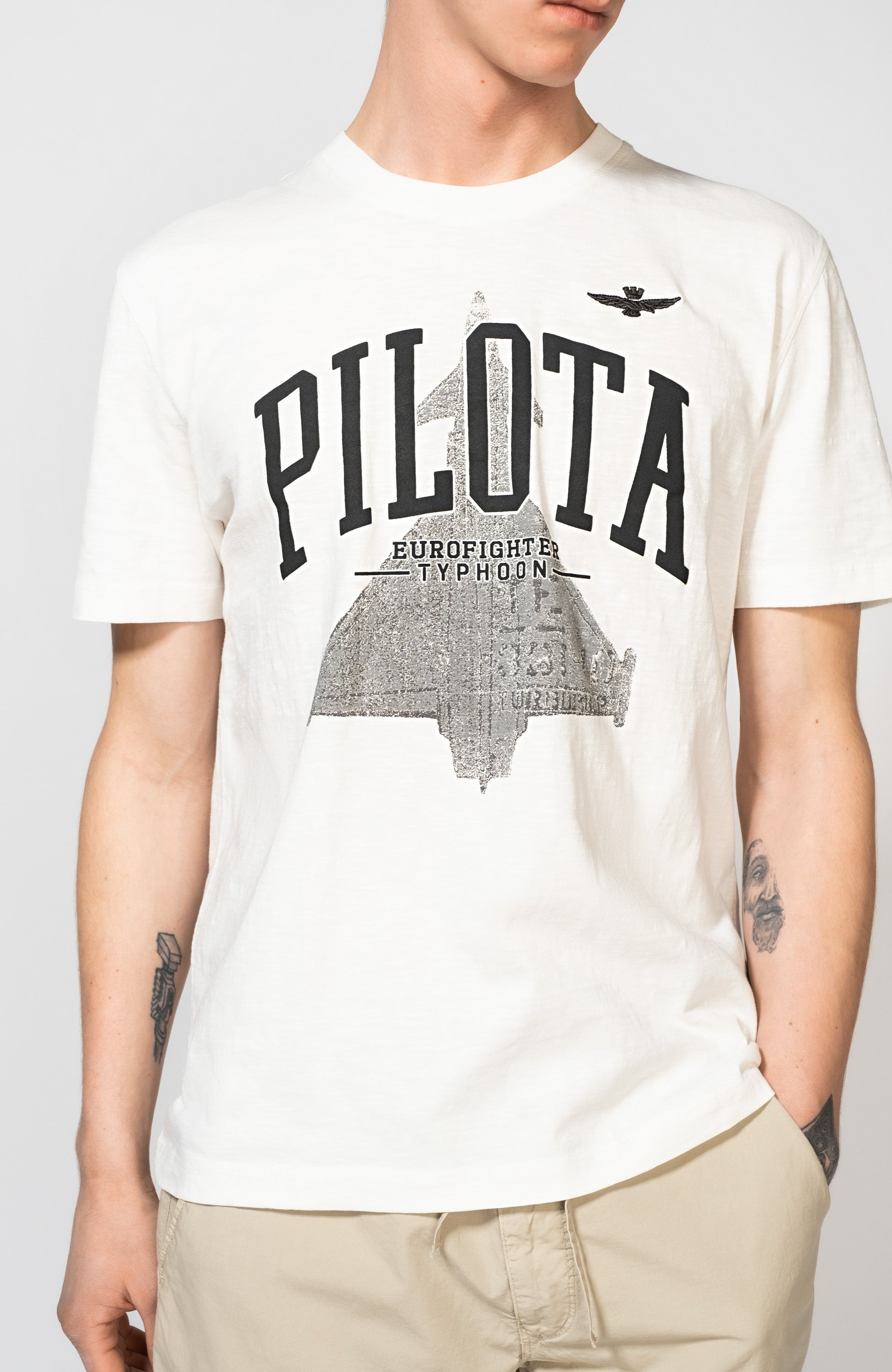 Aeronautica militare White Plane-print cotton t-shirt image 3