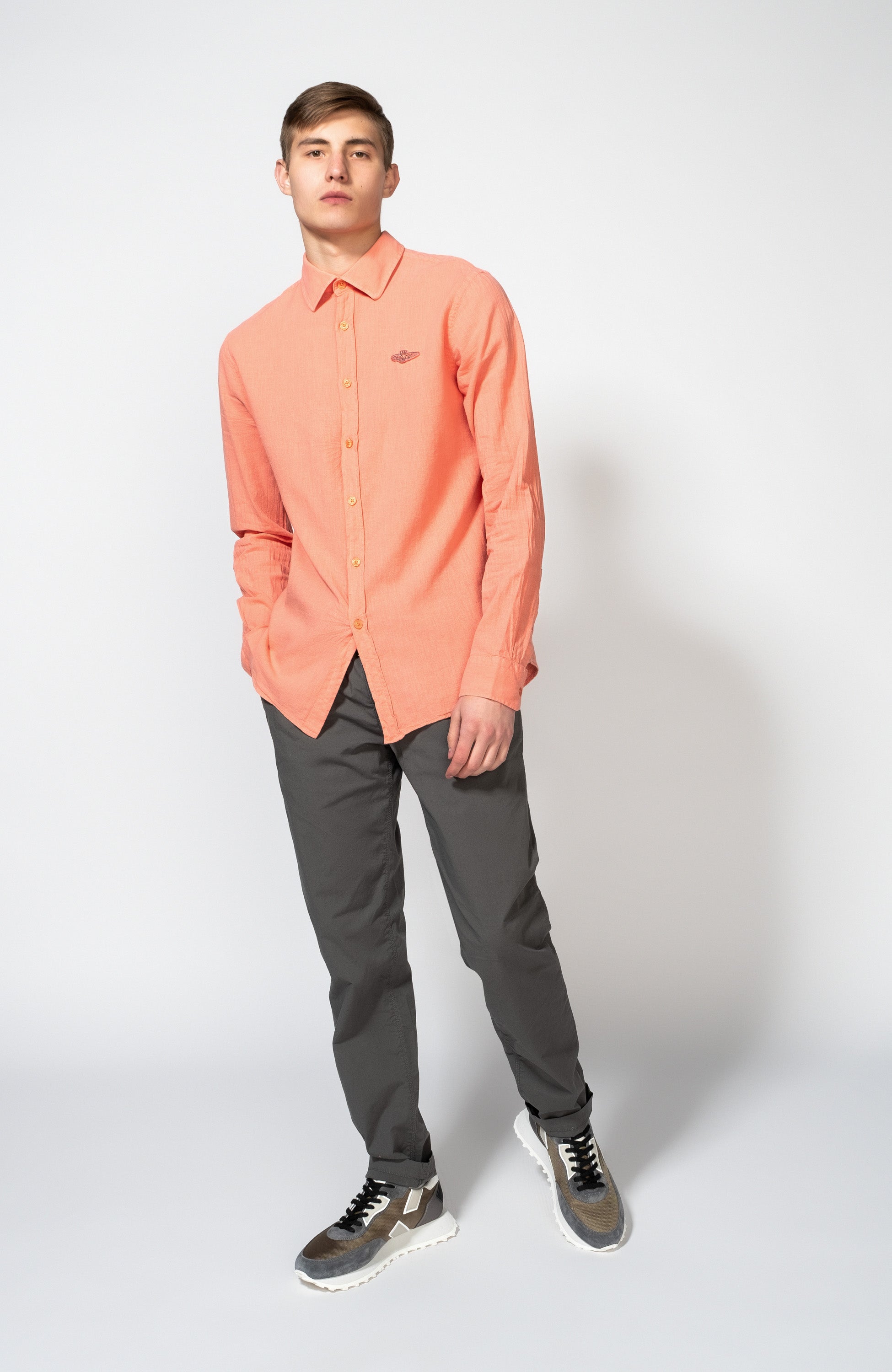 Aeronautica militare Pink Cotton linen shirt image 4