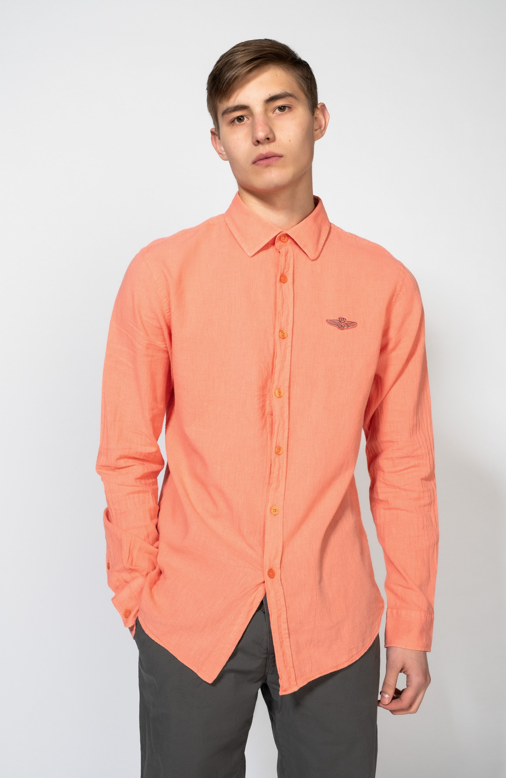 Aeronautica militare Pink Cotton linen shirt image 1
