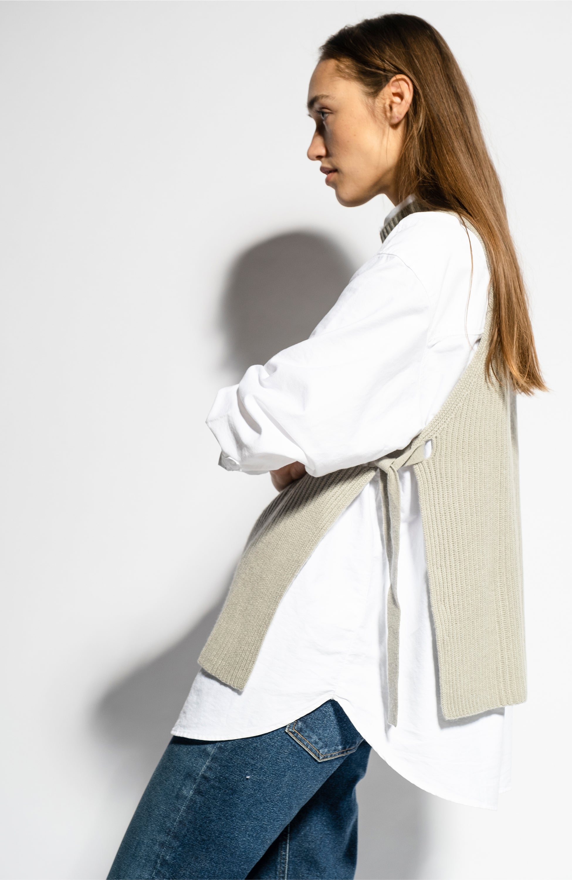 Mockneck cashmere vest