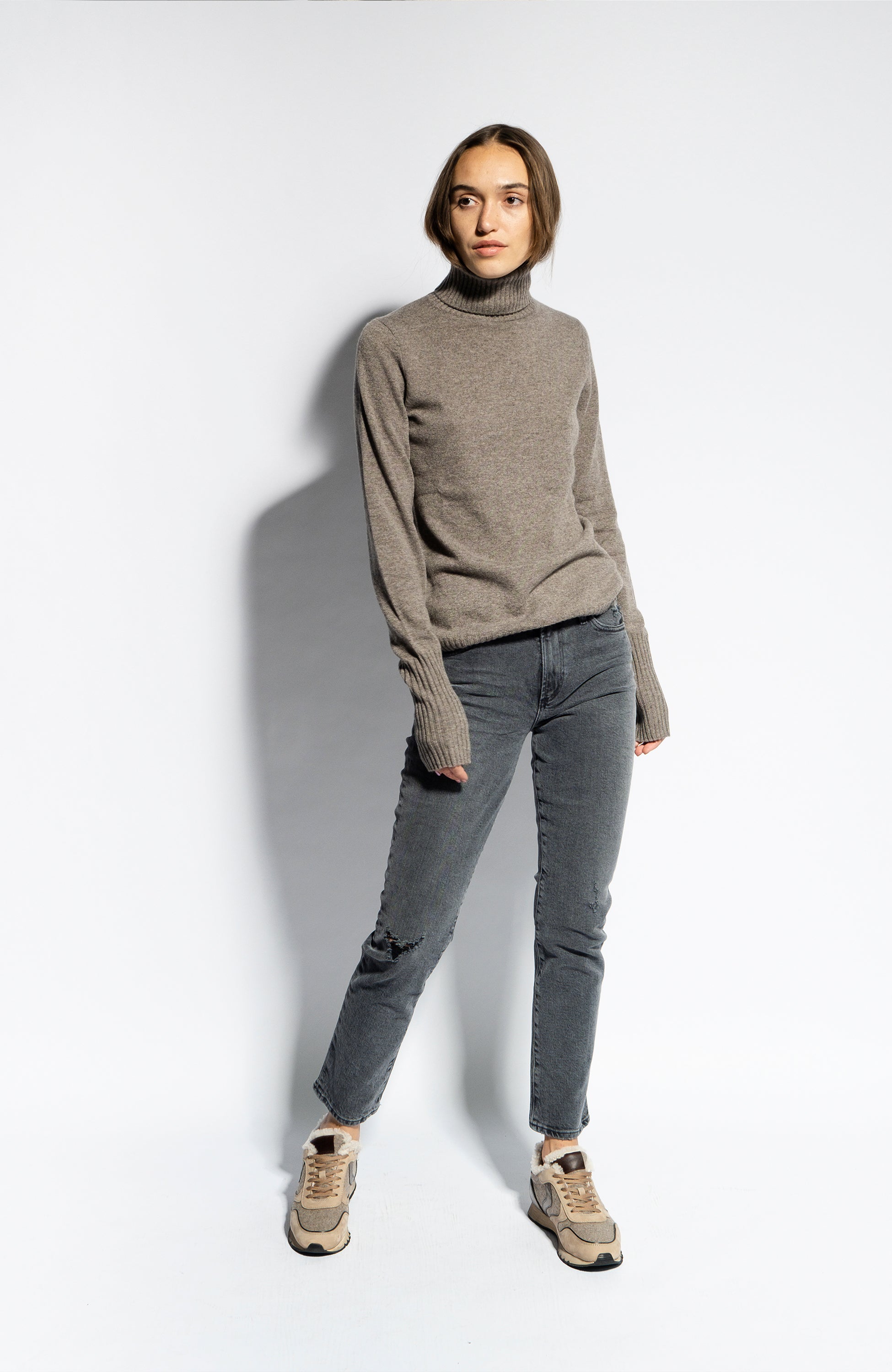 Ftc cashmere Beige Kõrge kaelusega kašmiirist sviiter image 2