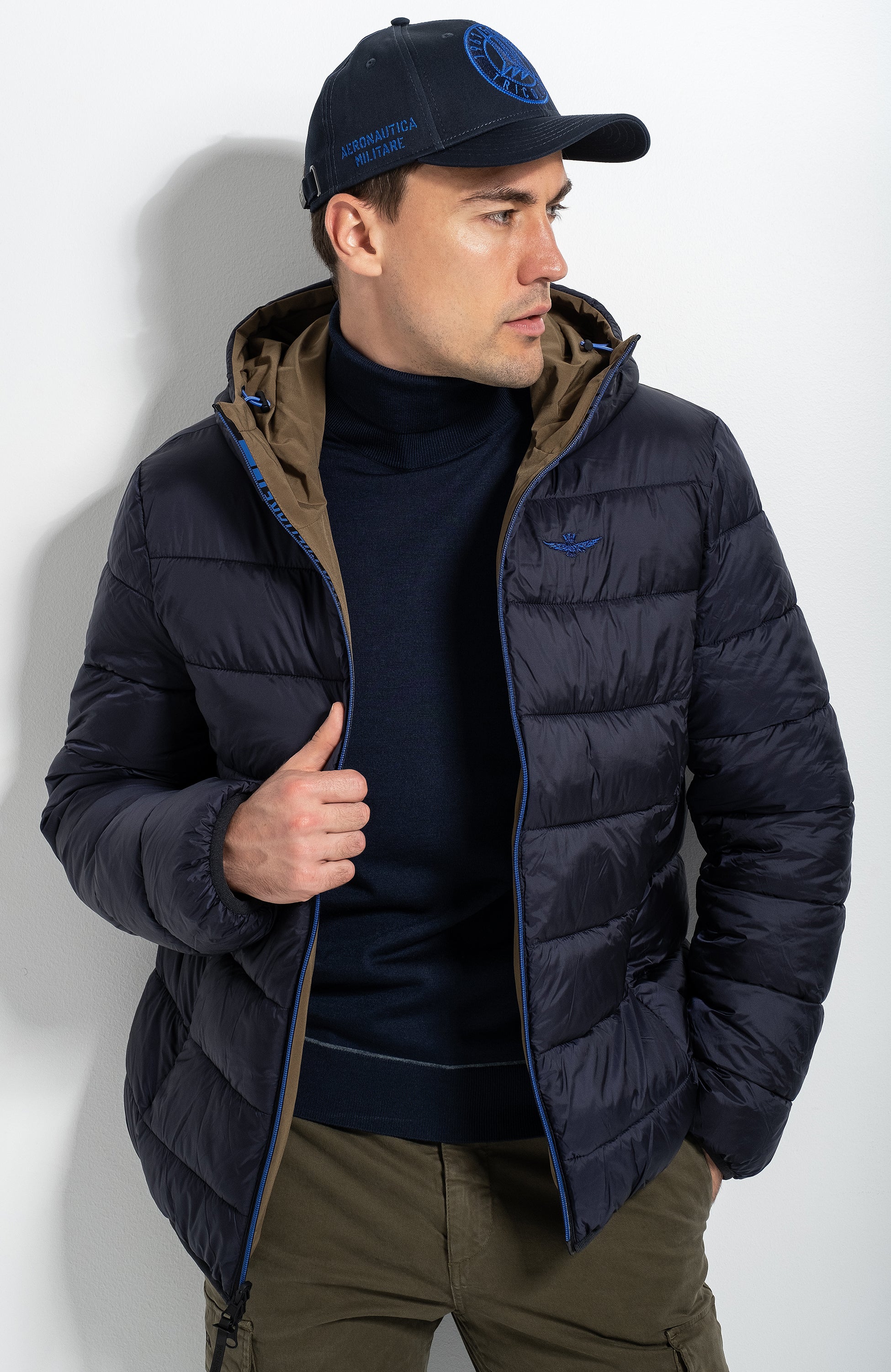 Aeronautica militare Blue Reversible padded jacket image 3