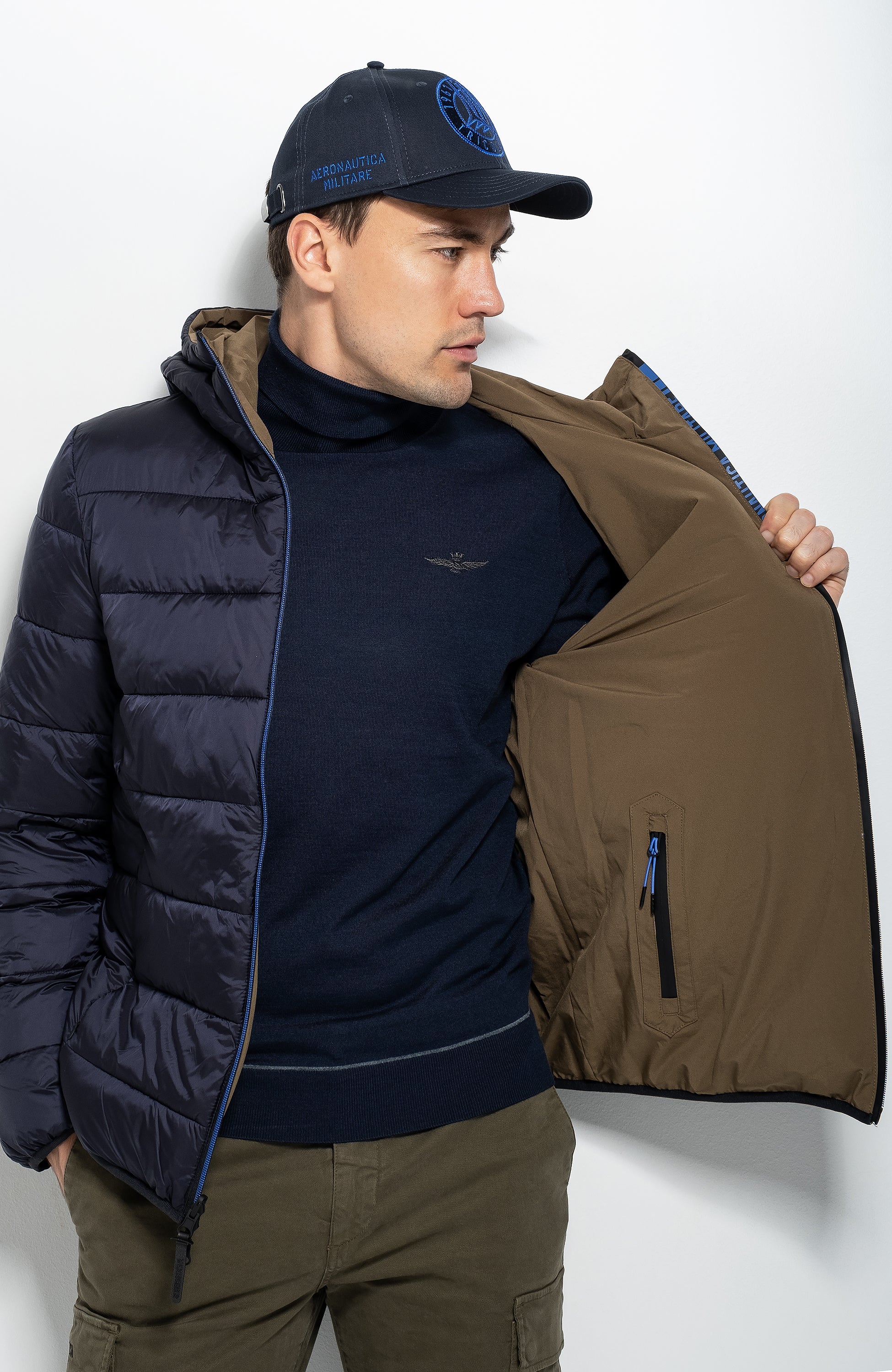 Aeronautica militare Blue Reversible padded jacket image 4
