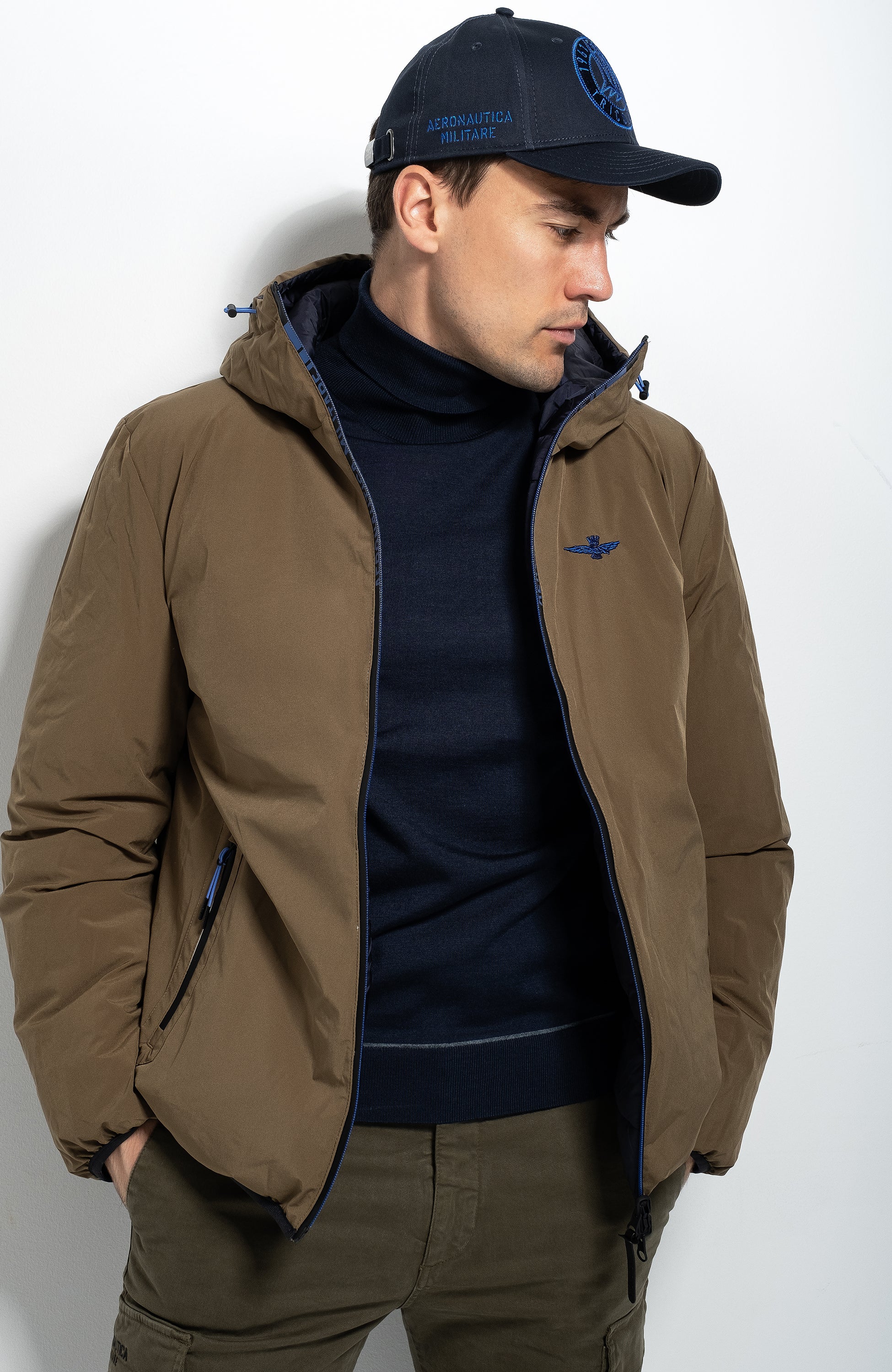 Aeronautica militare Blue Reversible padded jacket image 2