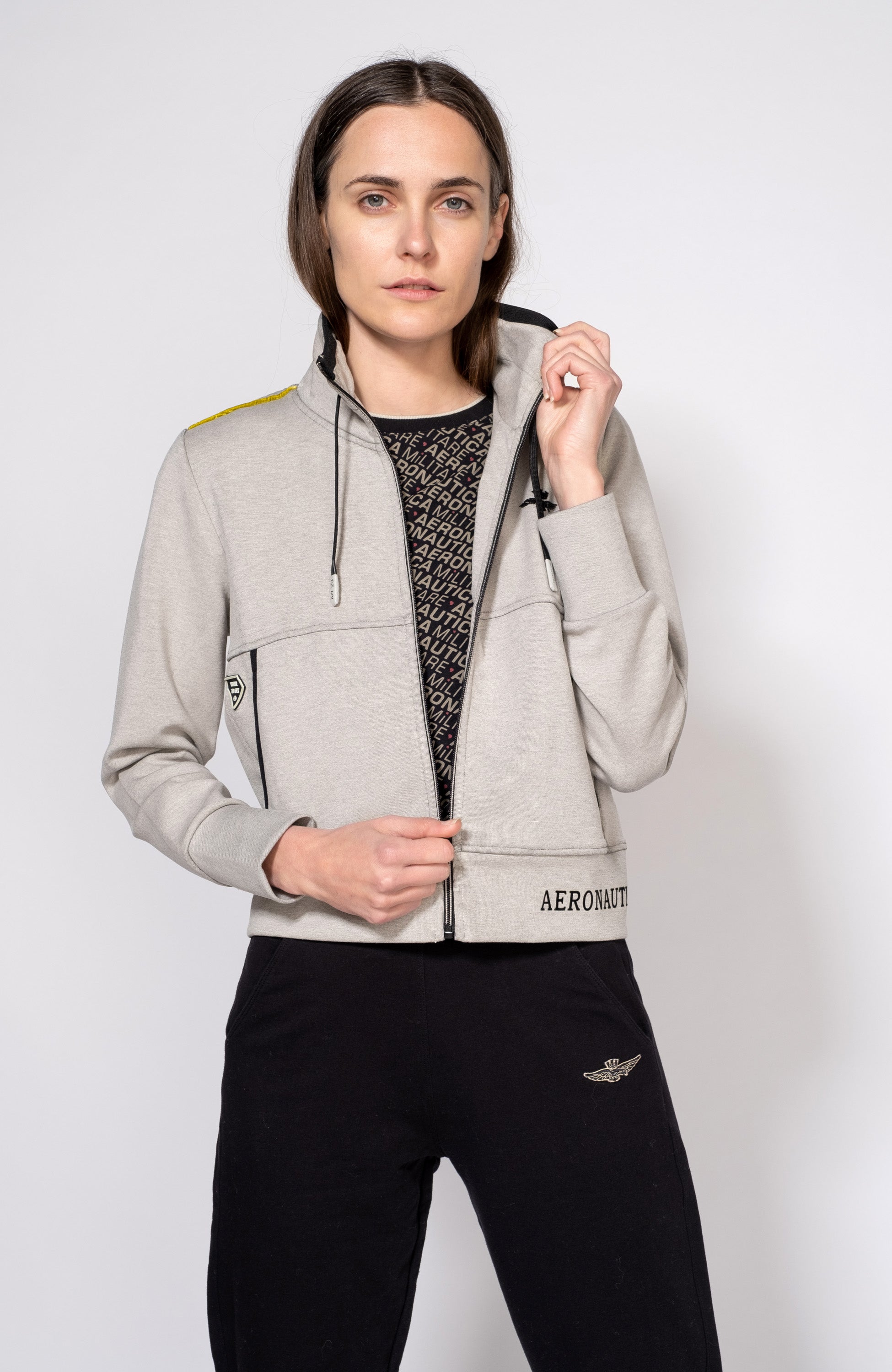 Aeronautica militare Neutral Flock-trim interlock sweatshirt image 1