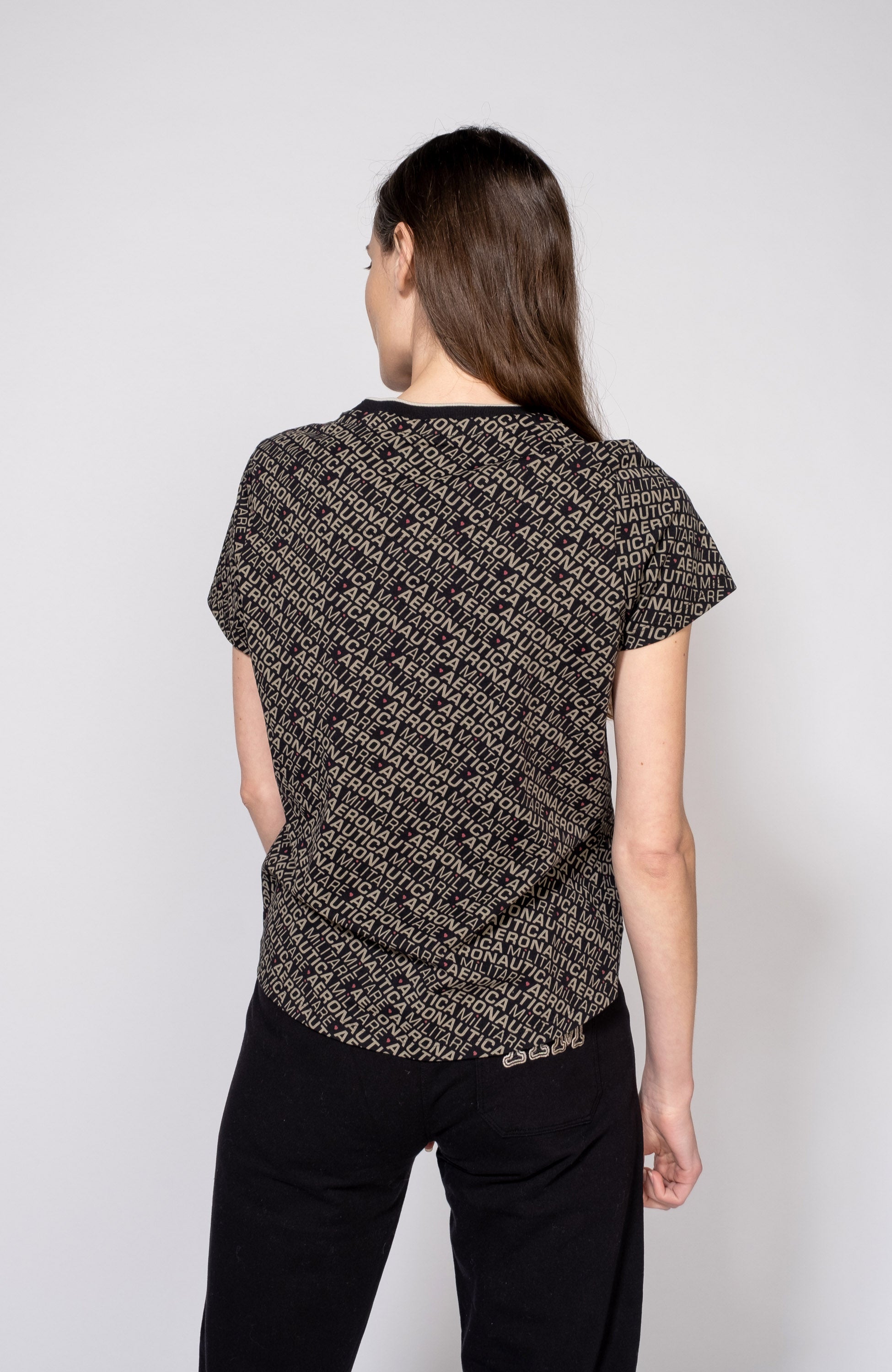Aeronautica militare Black Logo-pattern cotton t-shirt image 3
