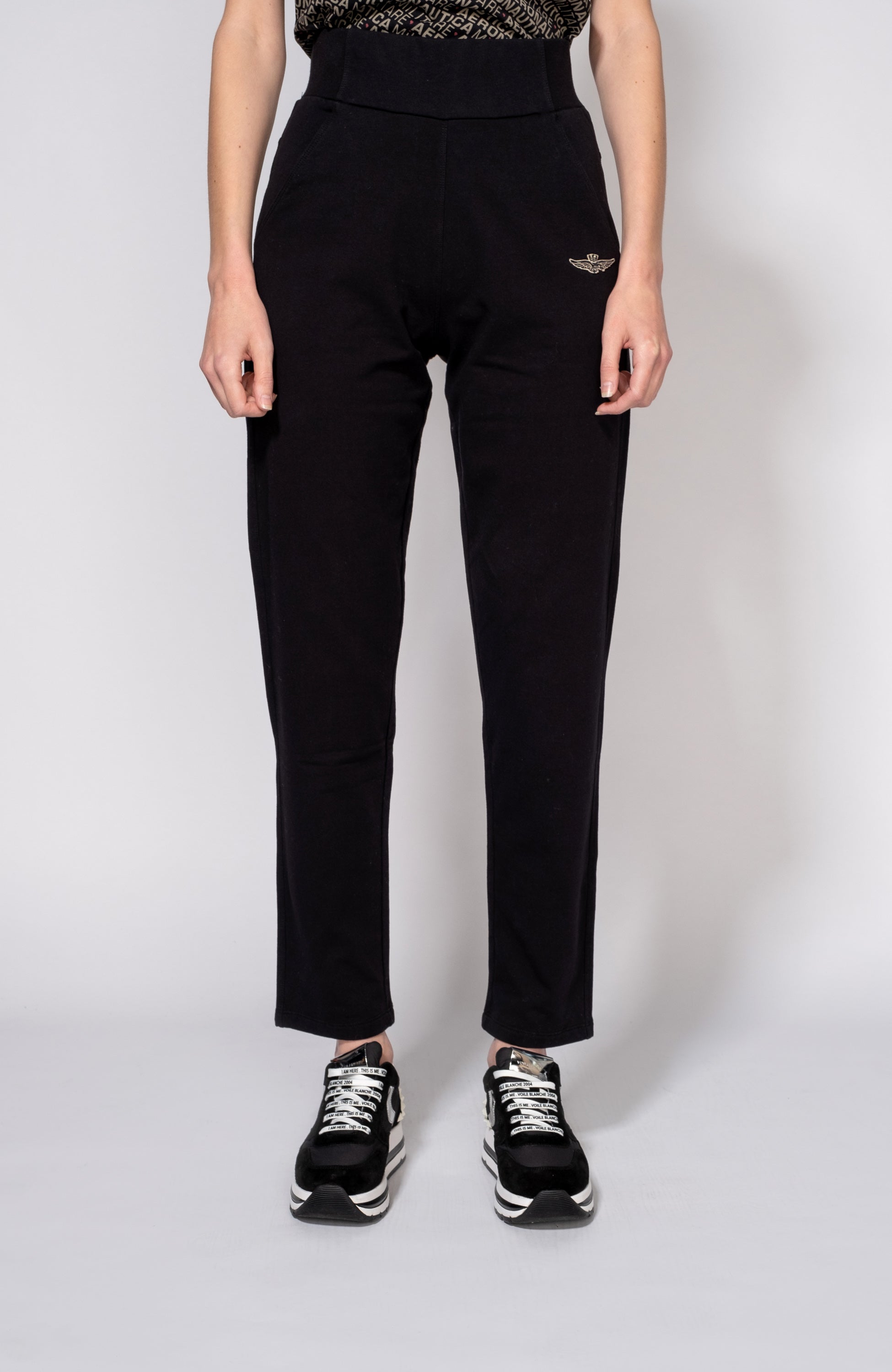 Patch high-waist sweatpants