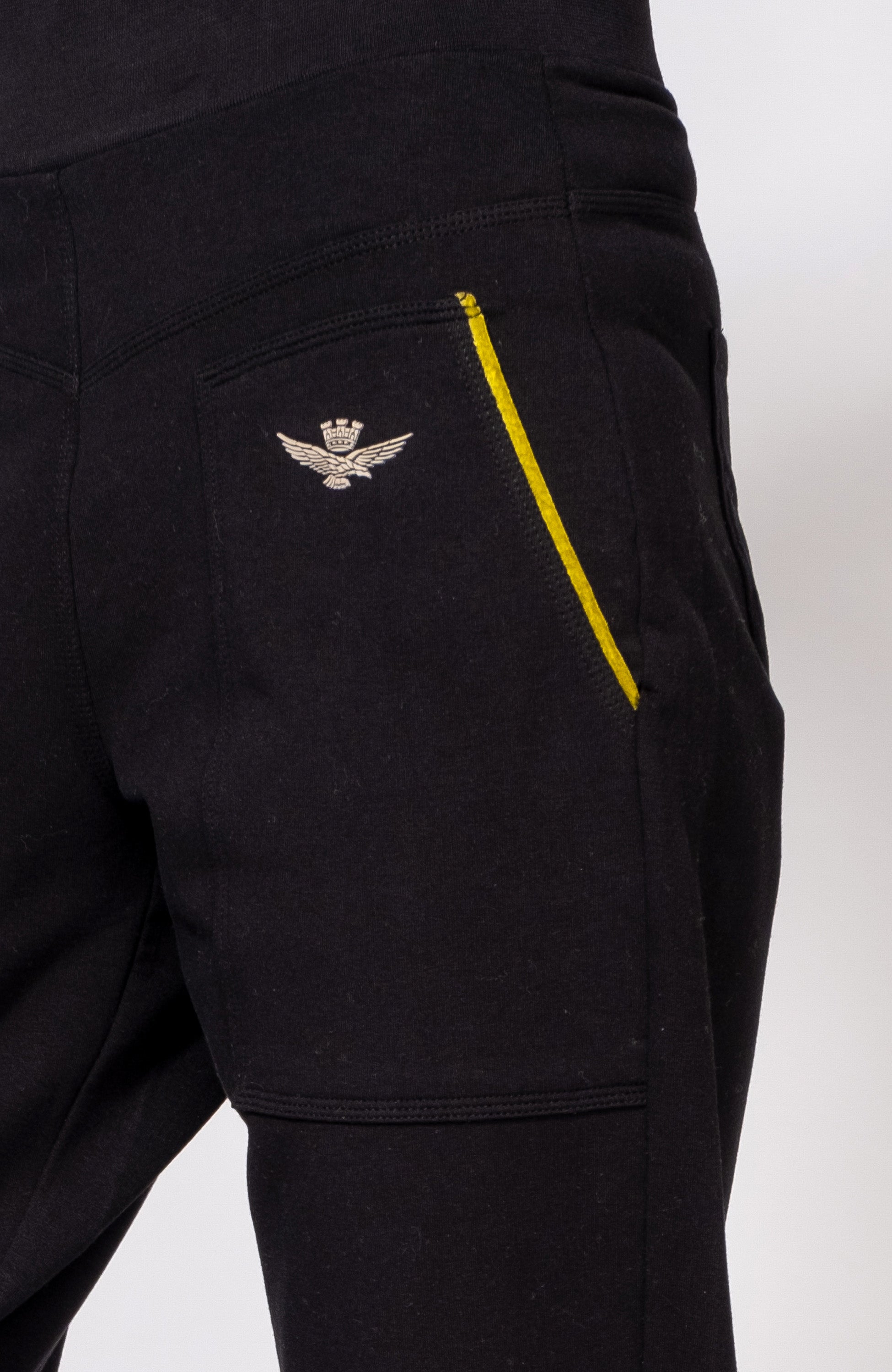 Aeronautica militare Black High-waist tapered sweatpants image 4