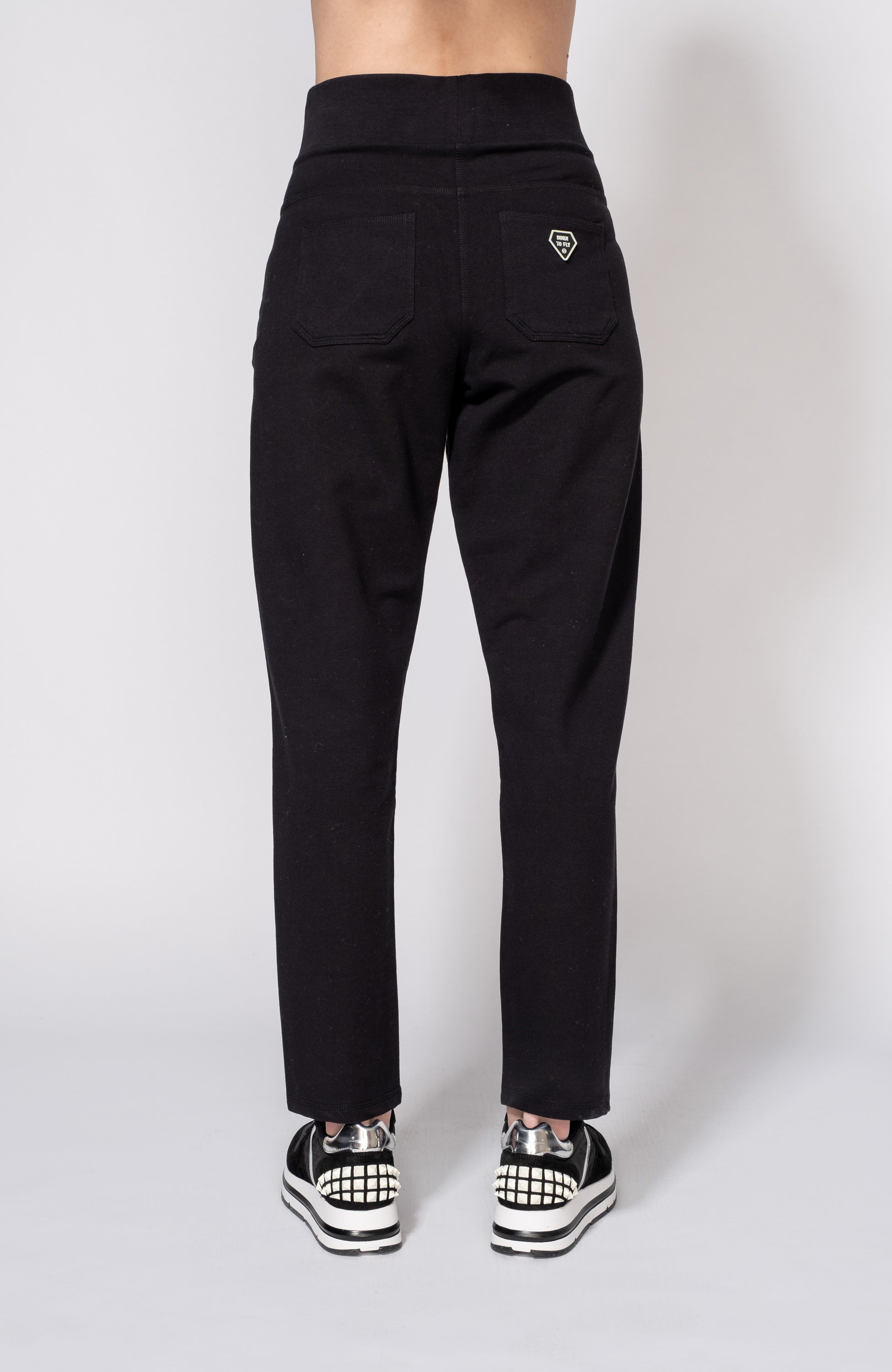 Aeronautica militare Black High-waist tapered sweatpants image 3