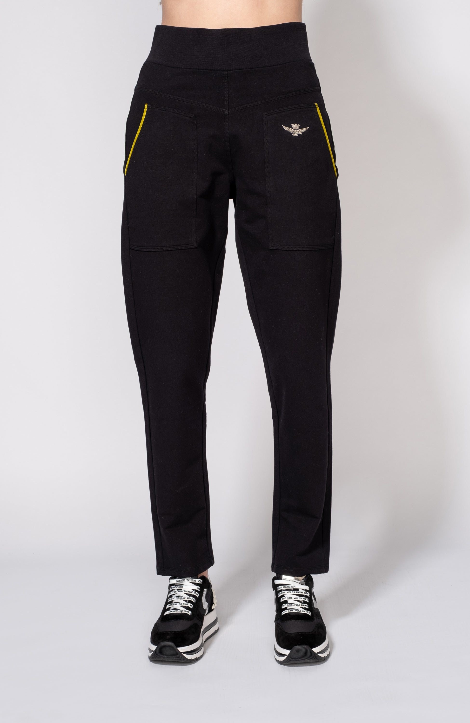 Aeronautica militare Black High-waist tapered sweatpants image 2