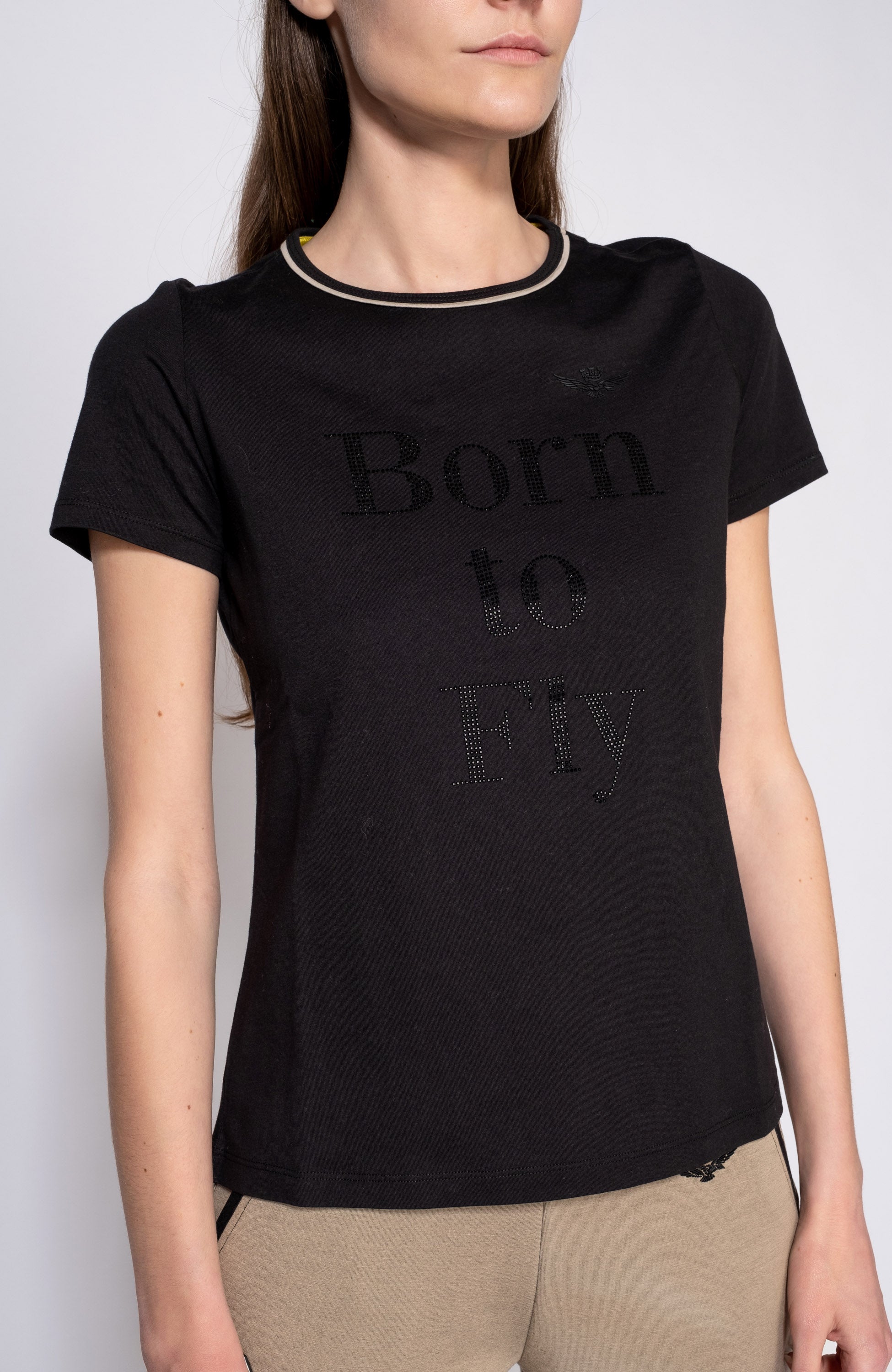 Rhinestone cotton t-shirt