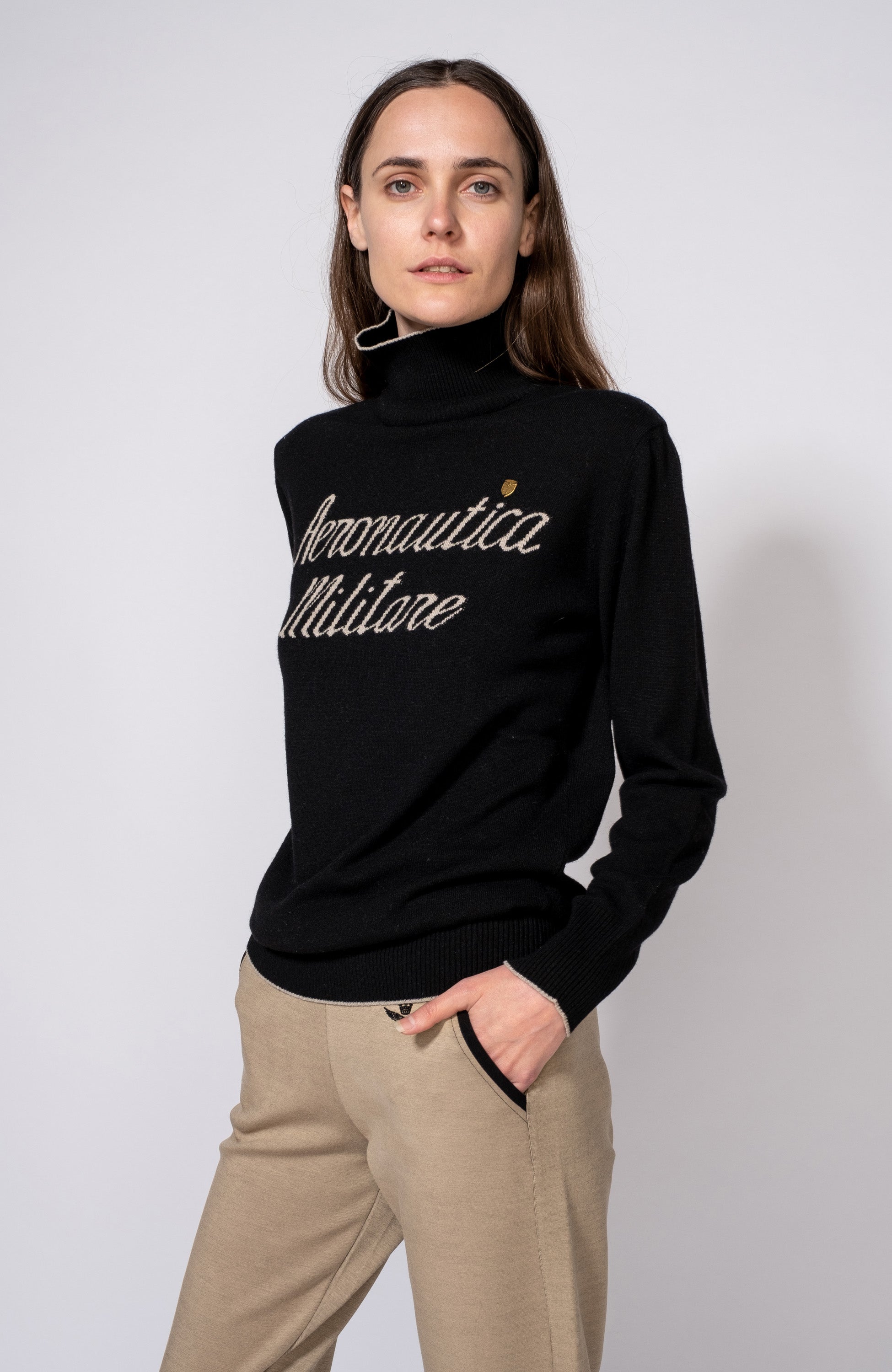 Highneck wool-blend sweater