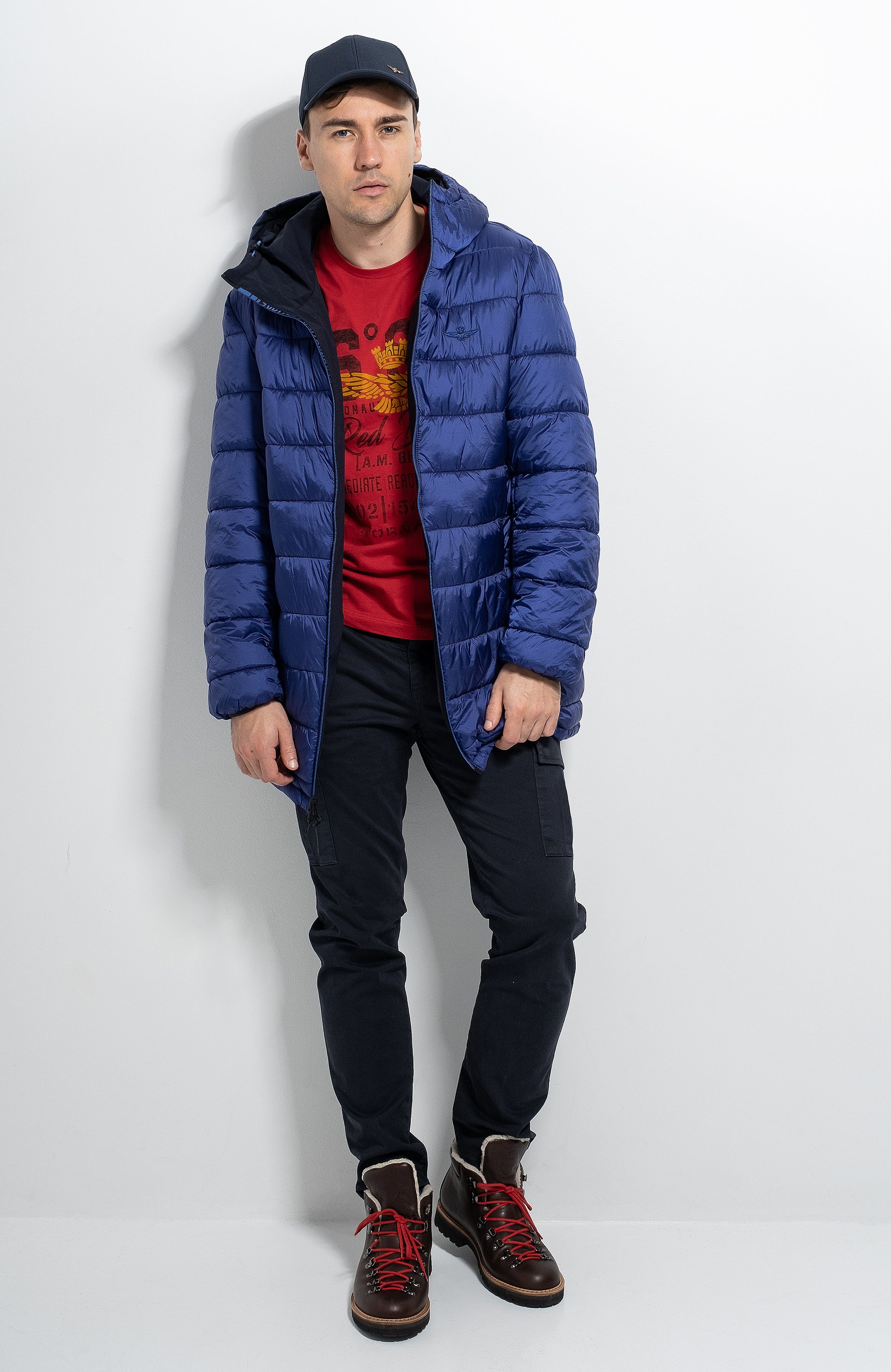 Aeronautica militare Blue Reversible padded parka image 4
