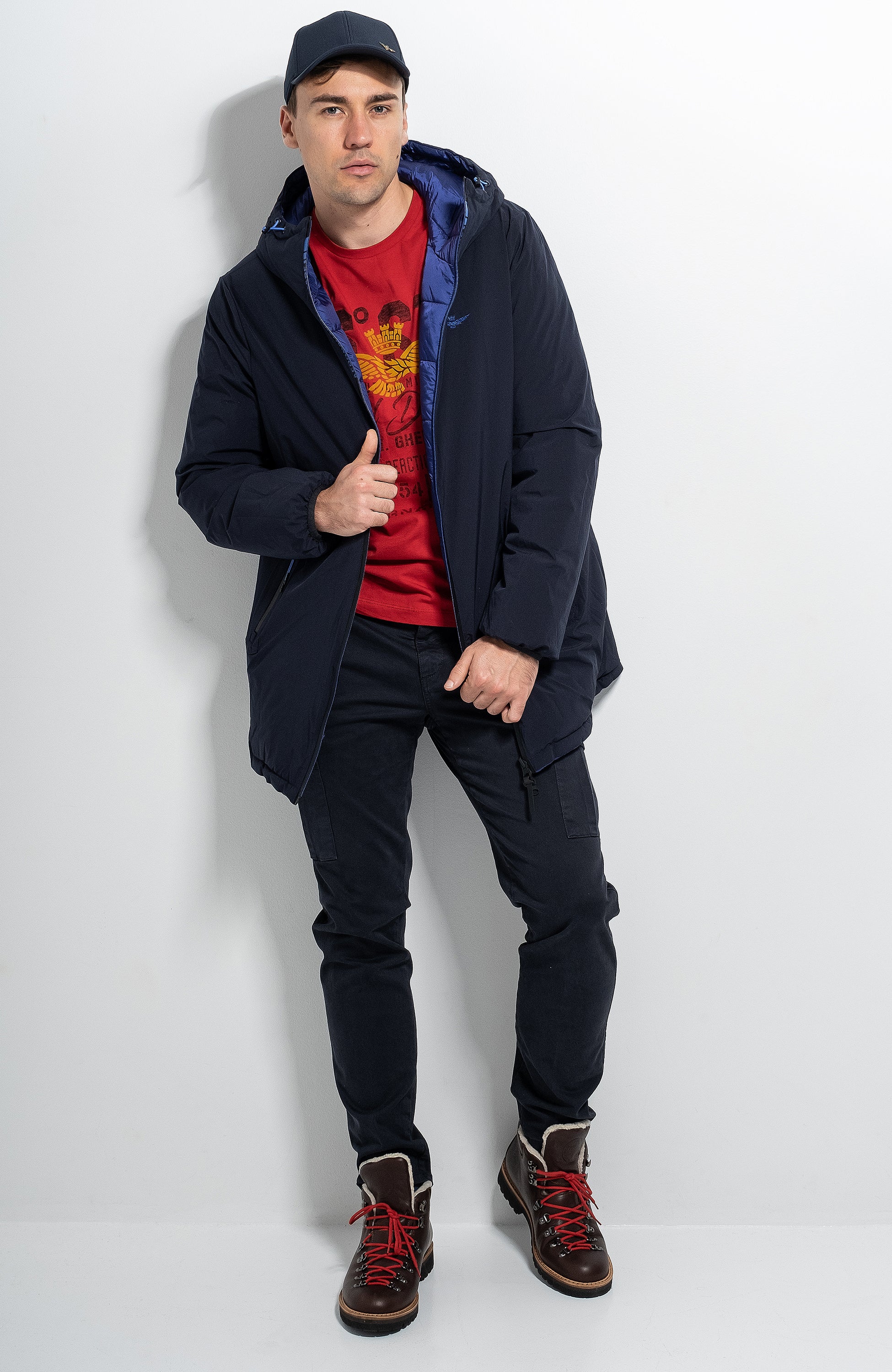 Aeronautica militare Blue Reversible padded parka image 2