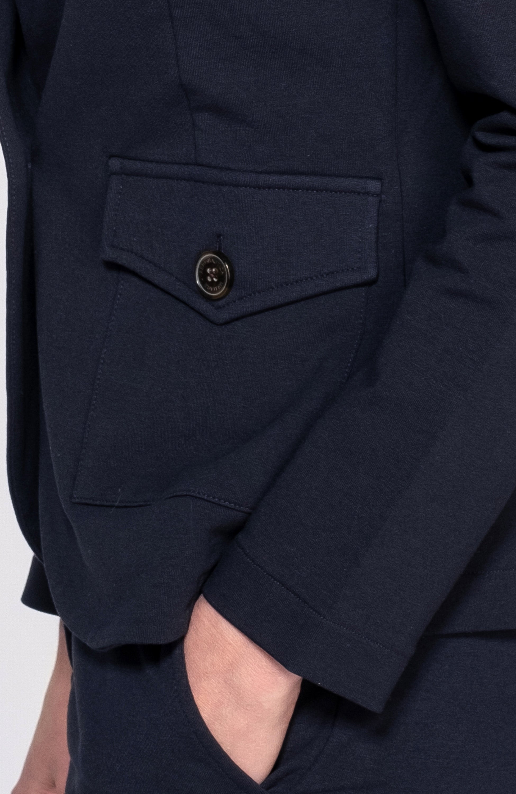 Patch-pocket jersey blazer