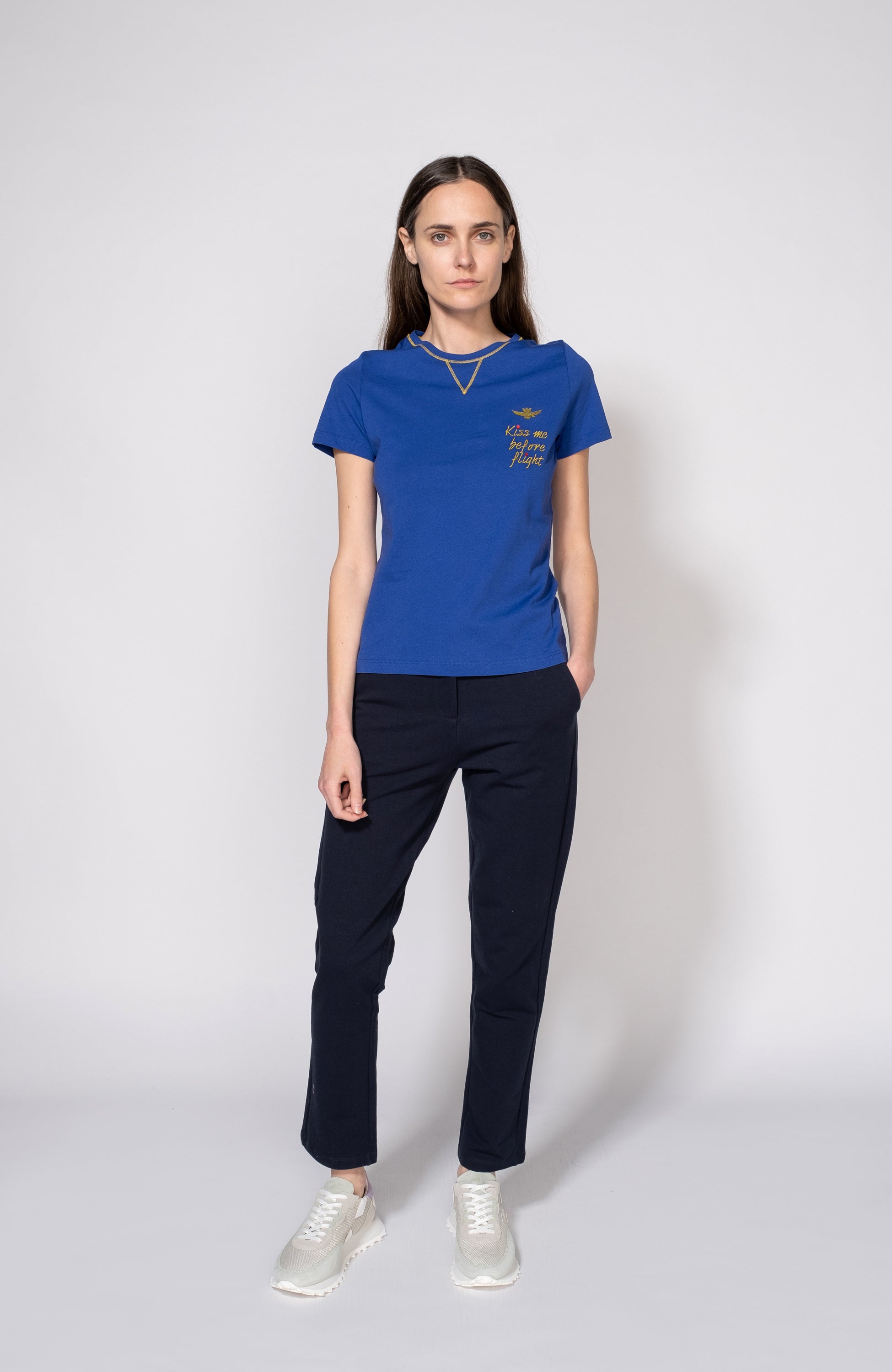 Aeronautica militare Navy Cropped jersey trousers image 1
