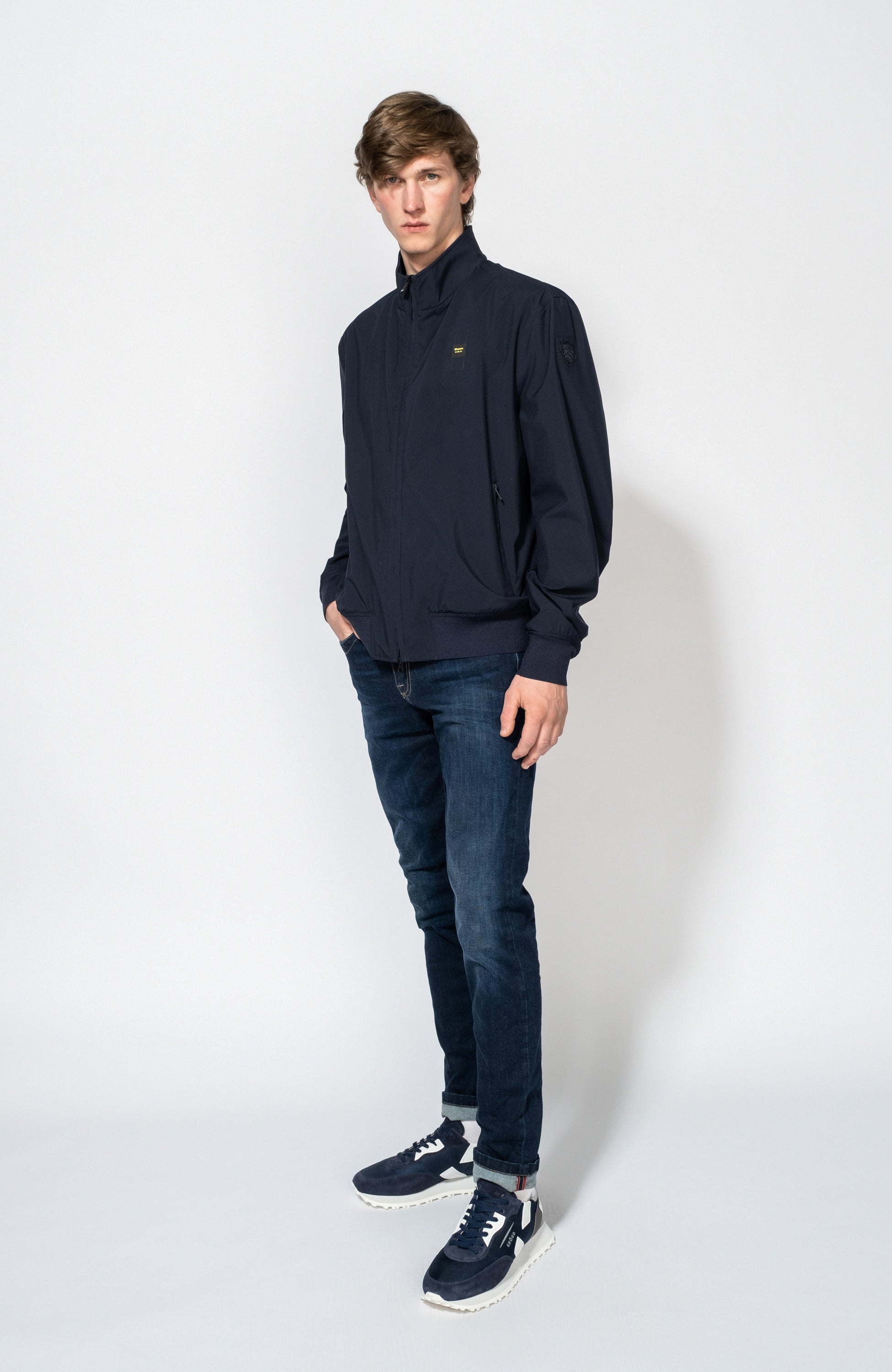 Blauer Navy Lightweight neoprene bomber jacket alfredo image 5