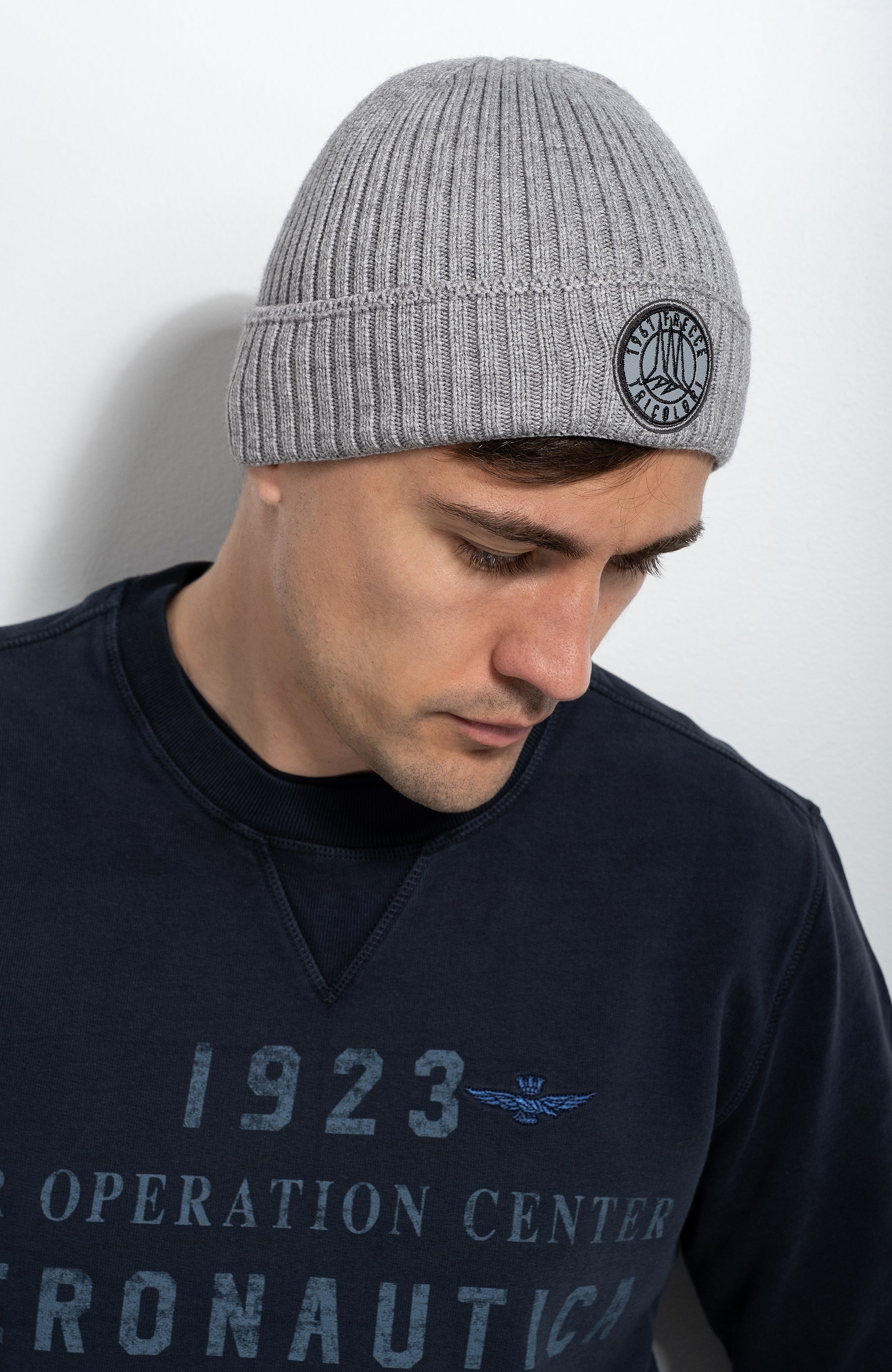 Aeronautica militare Grey Reflect-patch beanie image 3