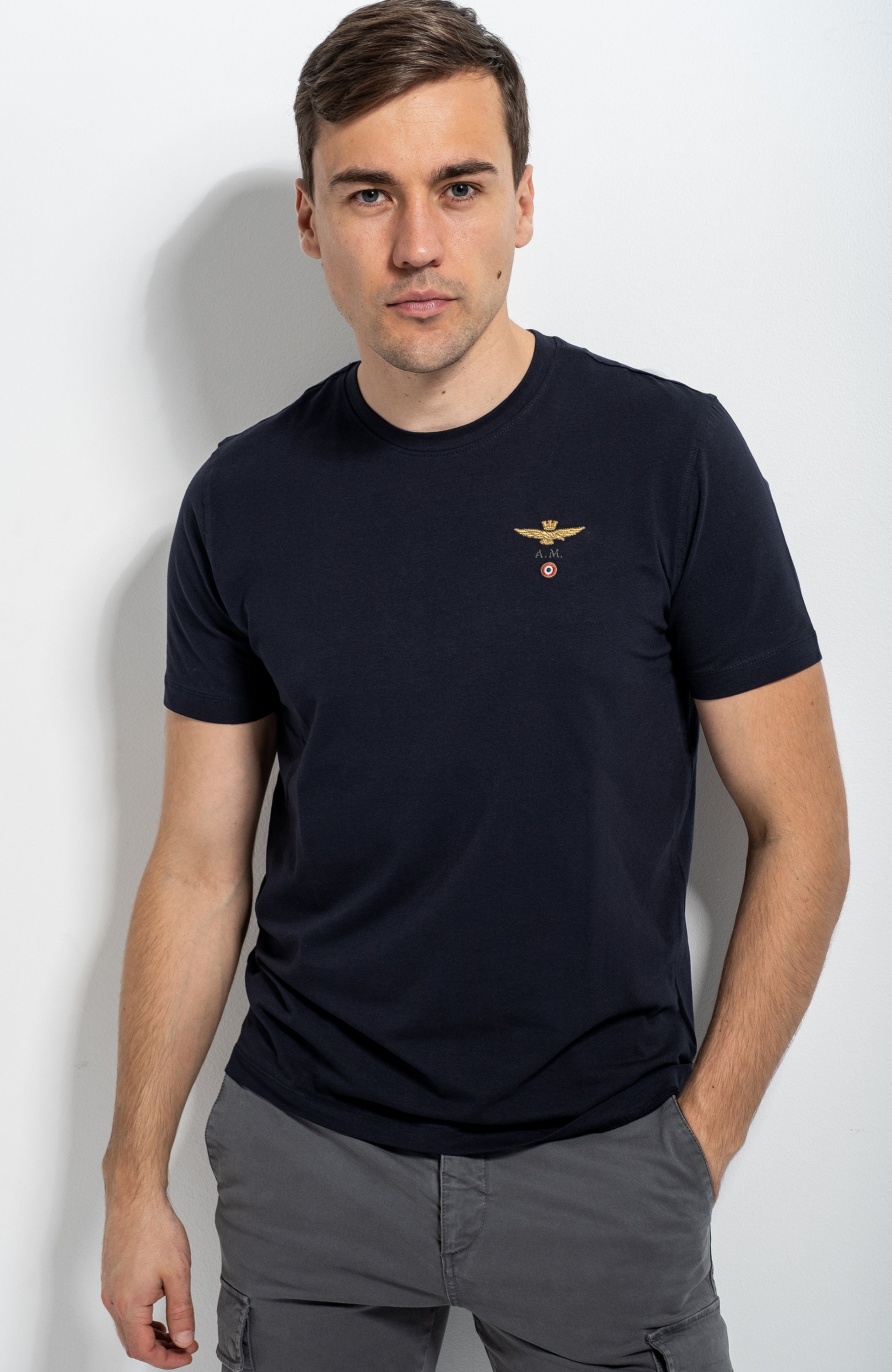 Aeronautica militare Navy T-shirt z haftem image 1