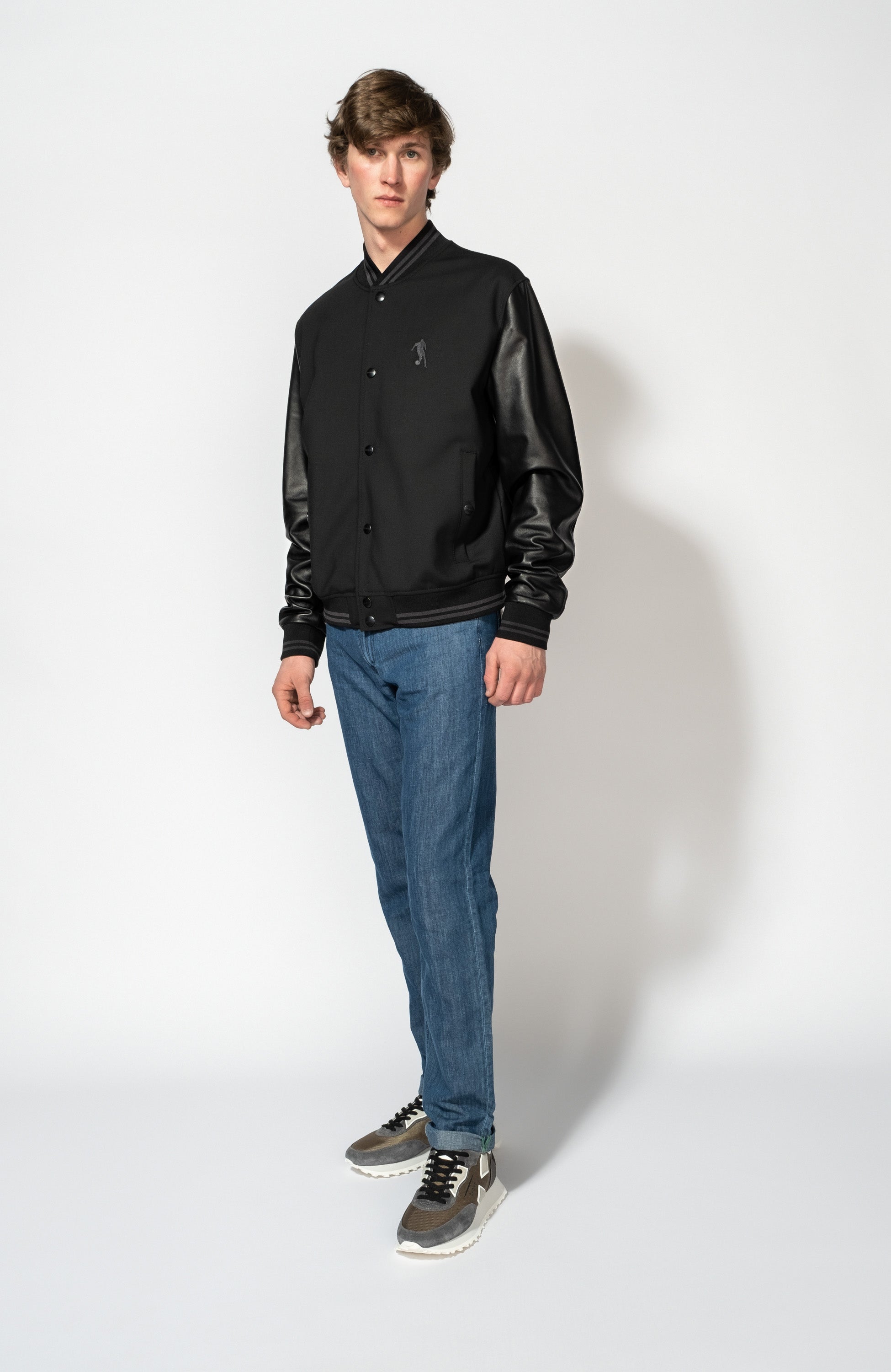 Dirk bikkembergs Black Leather sleeve bomber jacket image 5