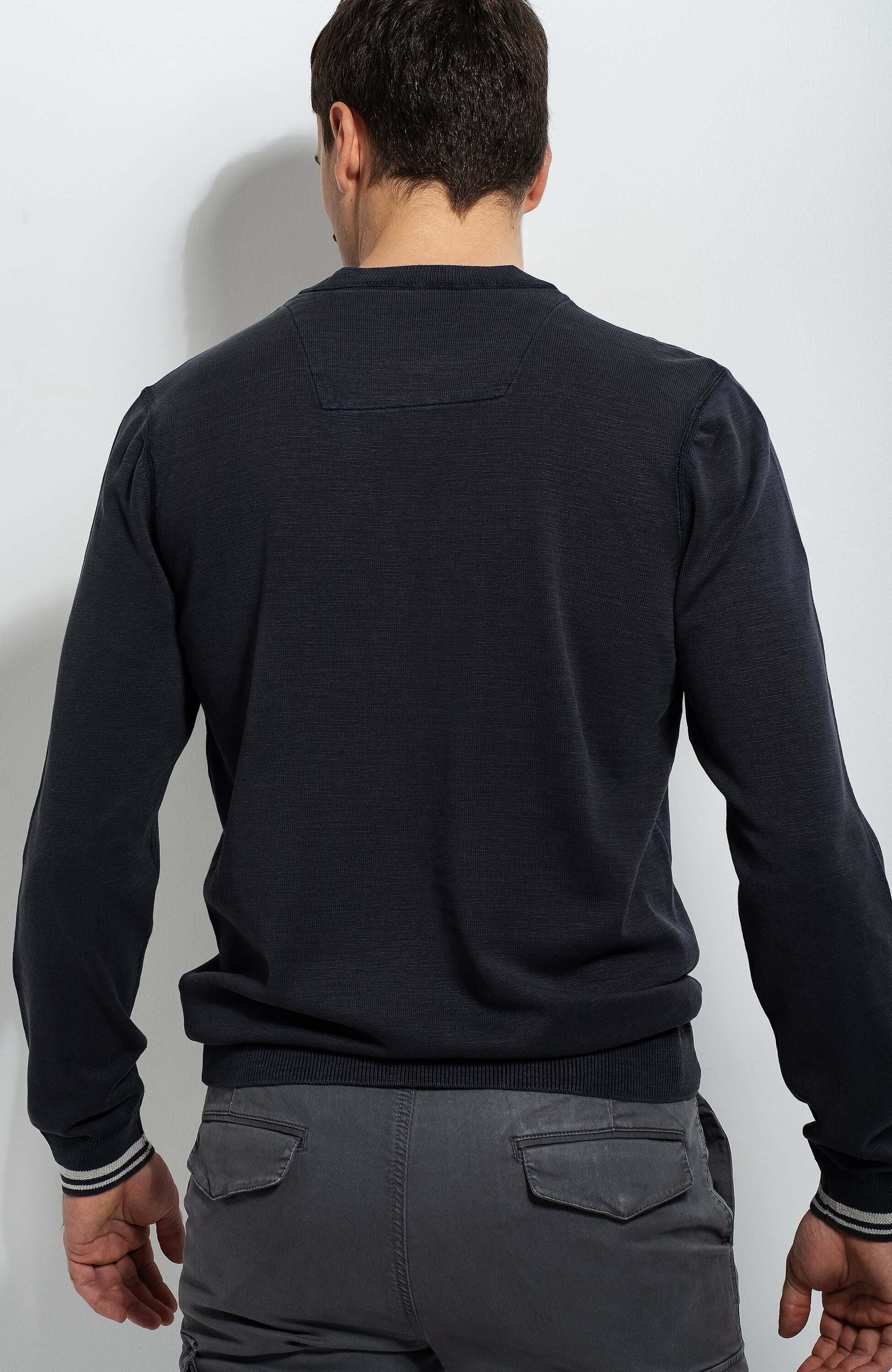 Aeronautica militare Navy Garment-dyed cotton sweater image 2