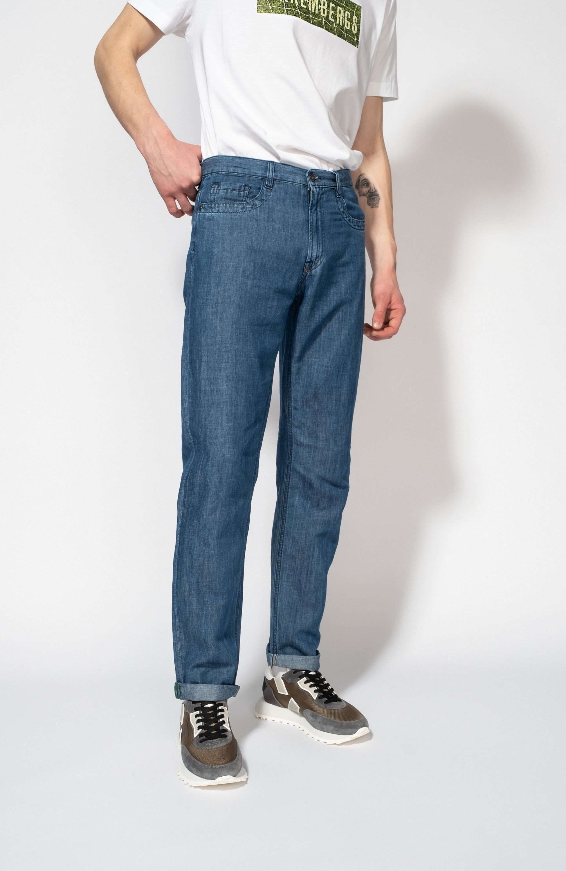 Dirk bikkembergs Blue Denim linen trousers image 3