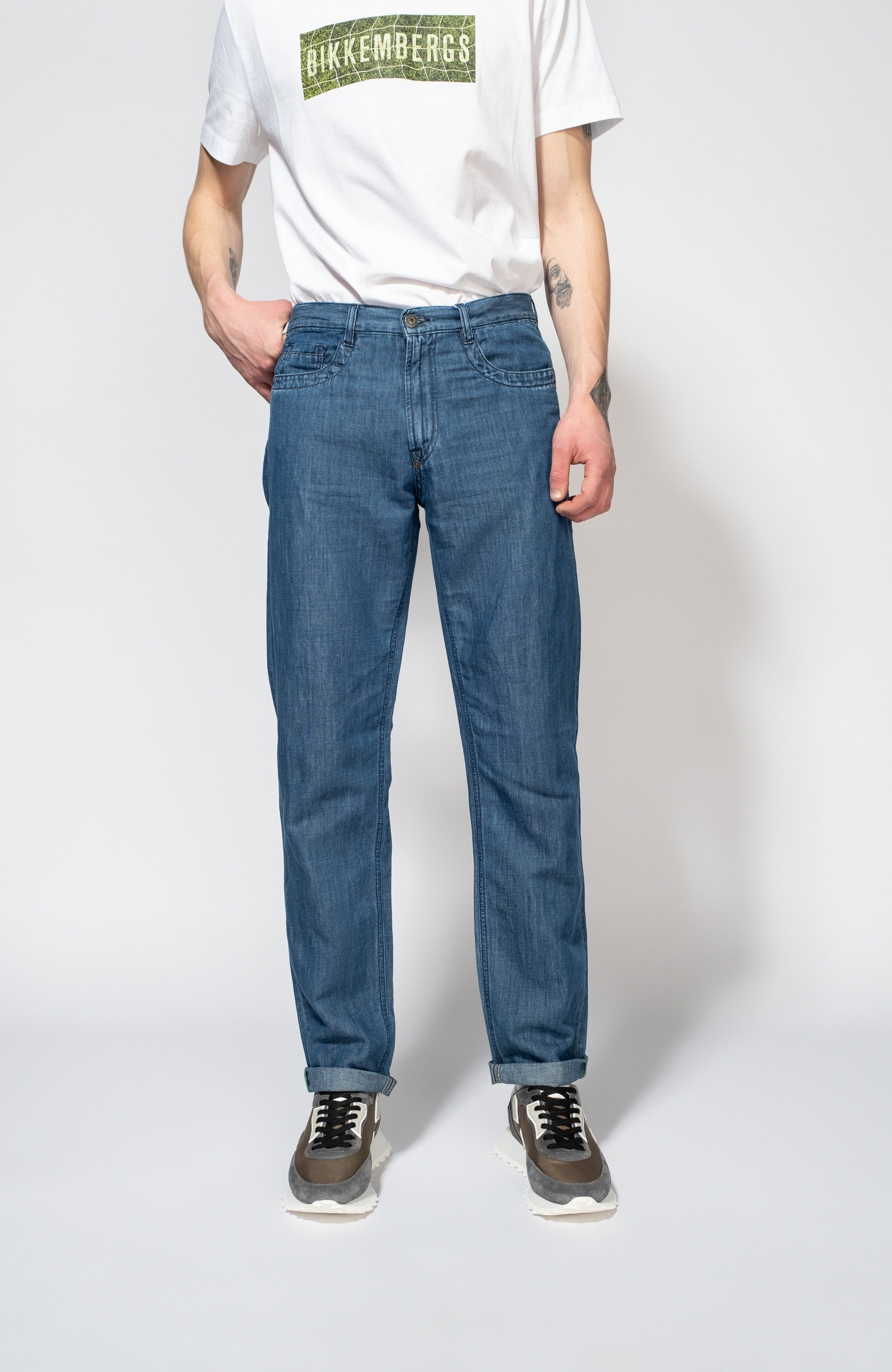Dirk bikkembergs Blue Denim linen trousers image 2
