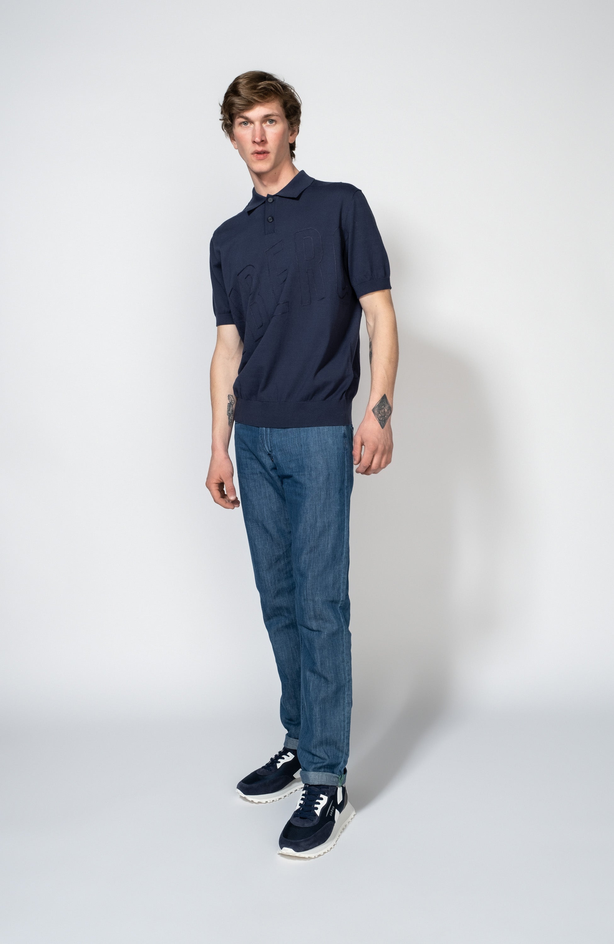 Dirk bikkembergs Navy Kootud polo-särk tikandiga image 4
