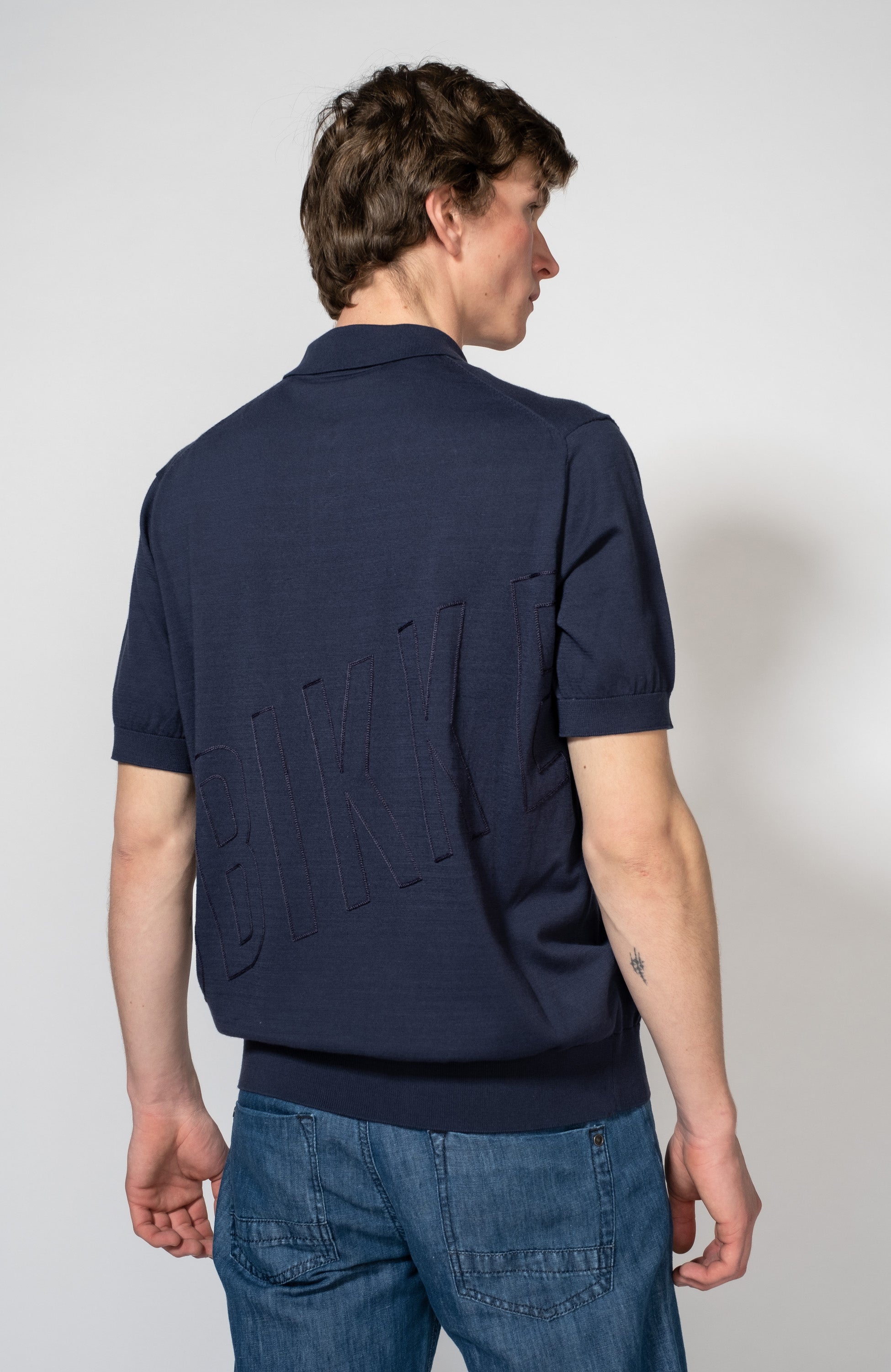 Dirk bikkembergs Navy Kootud polo-särk tikandiga image 3