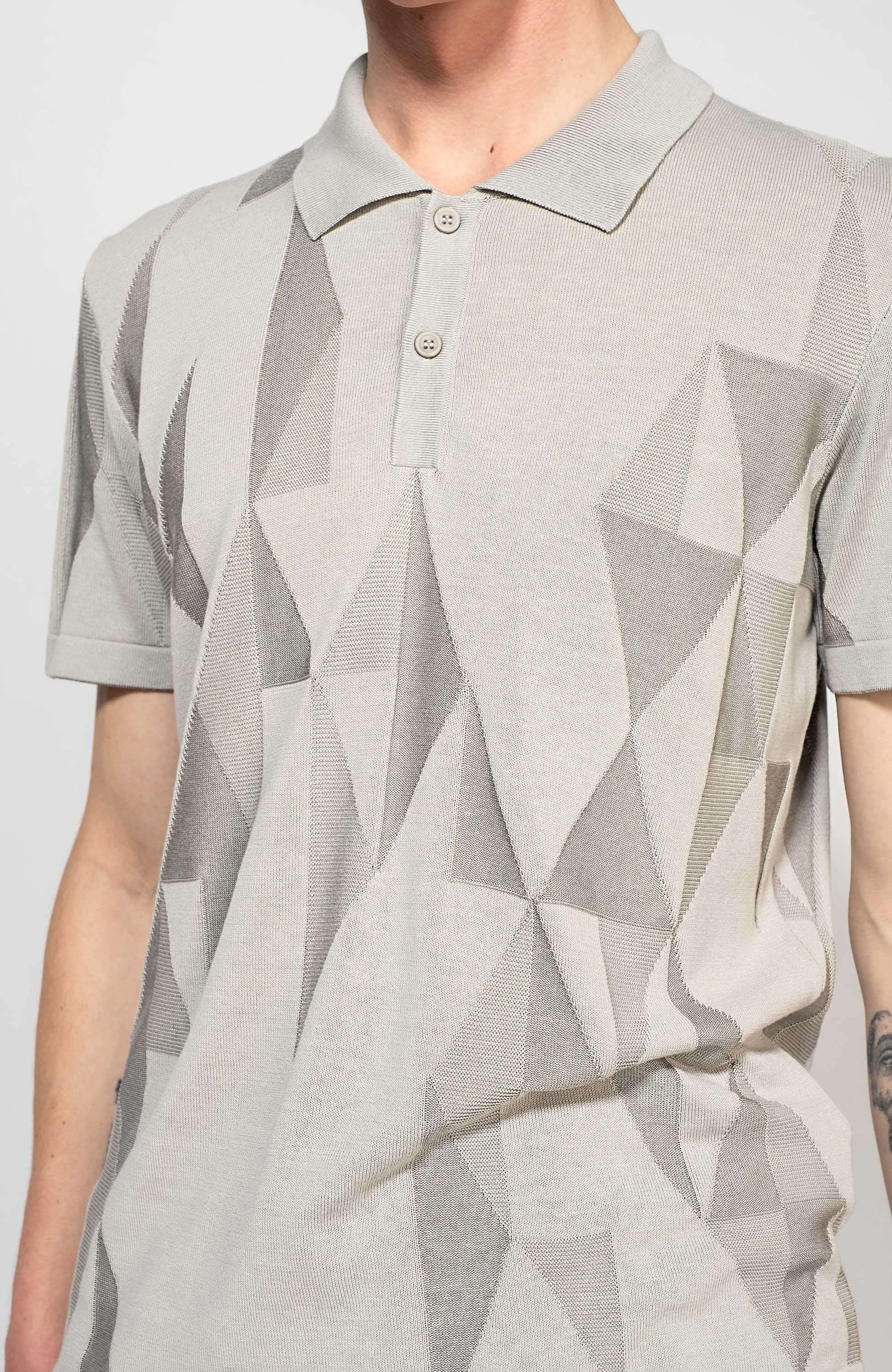 Graphic knitted polo shirt