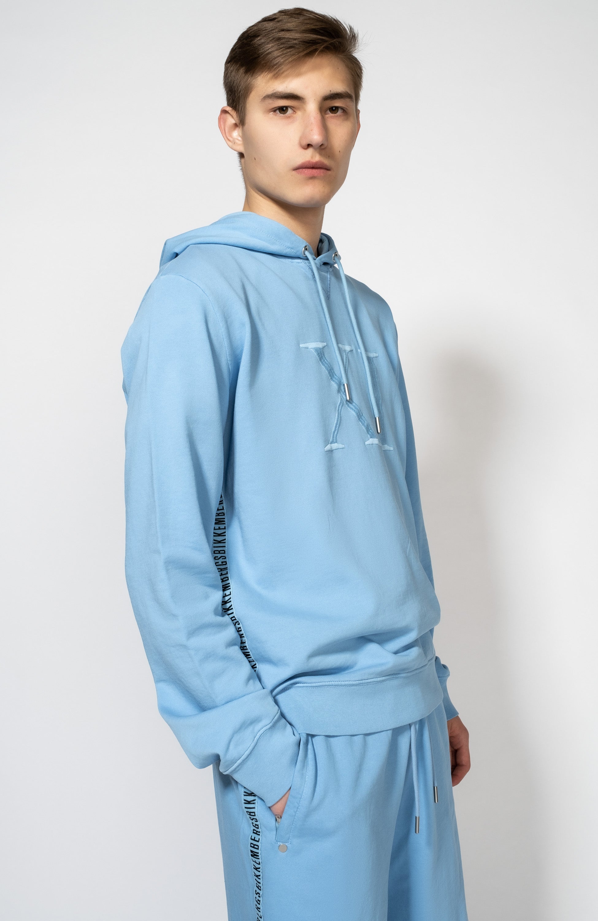 Logo stripe-side embroidered hoodie