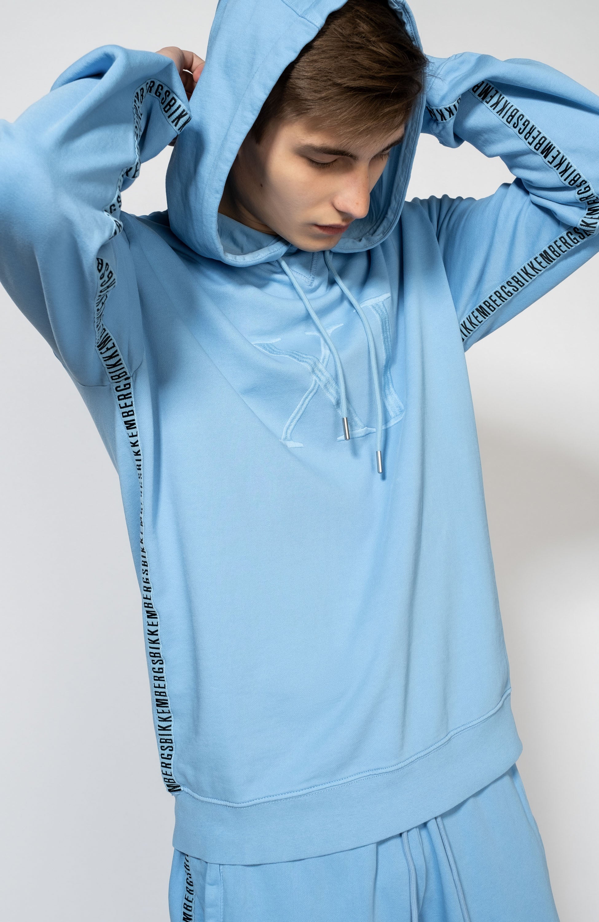 Logo stripe-side embroidered hoodie
