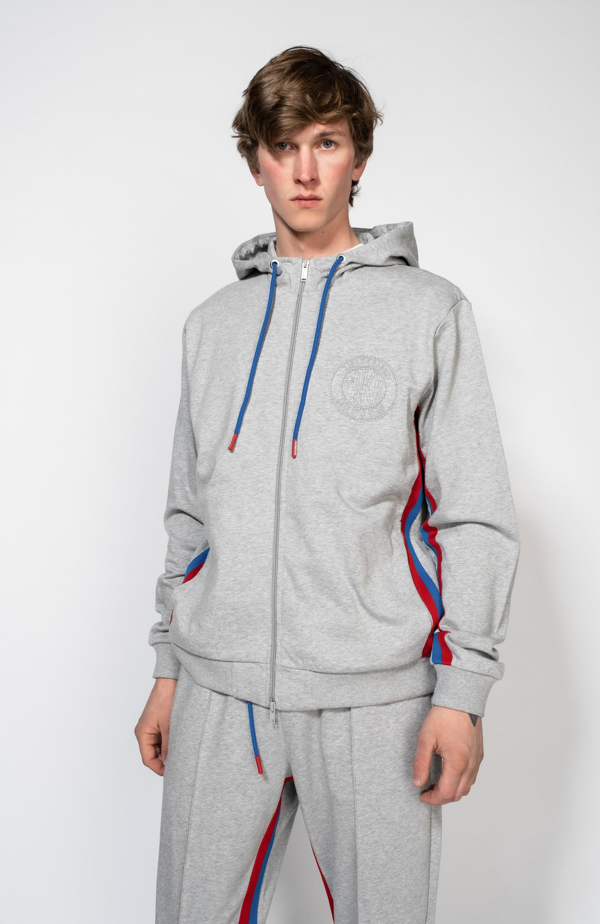 Dirk bikkembergs Grey Stripe-side hooded tracksuit set image 2