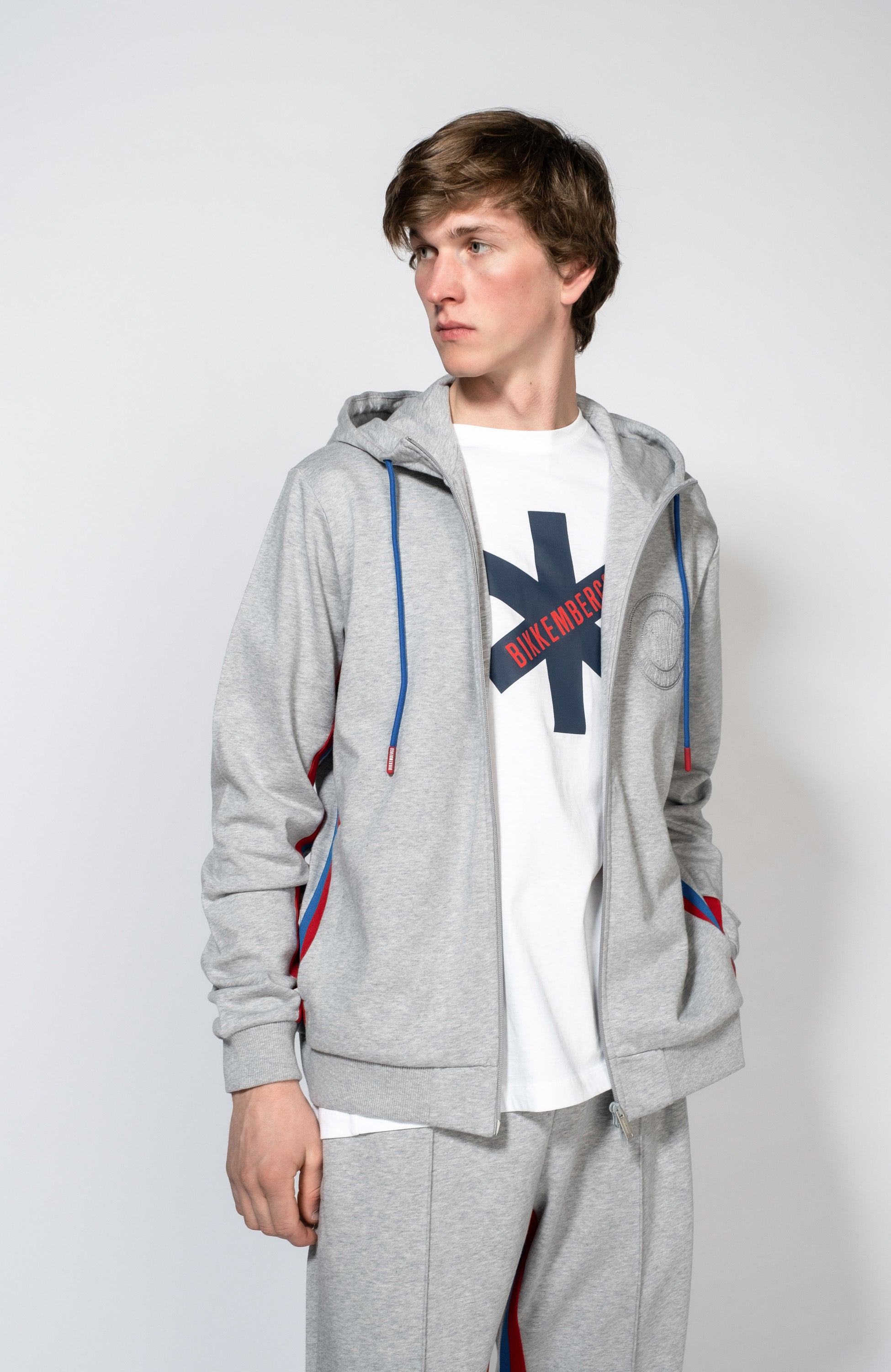 Dirk bikkembergs Grey Stripe-side hooded tracksuit set image 5