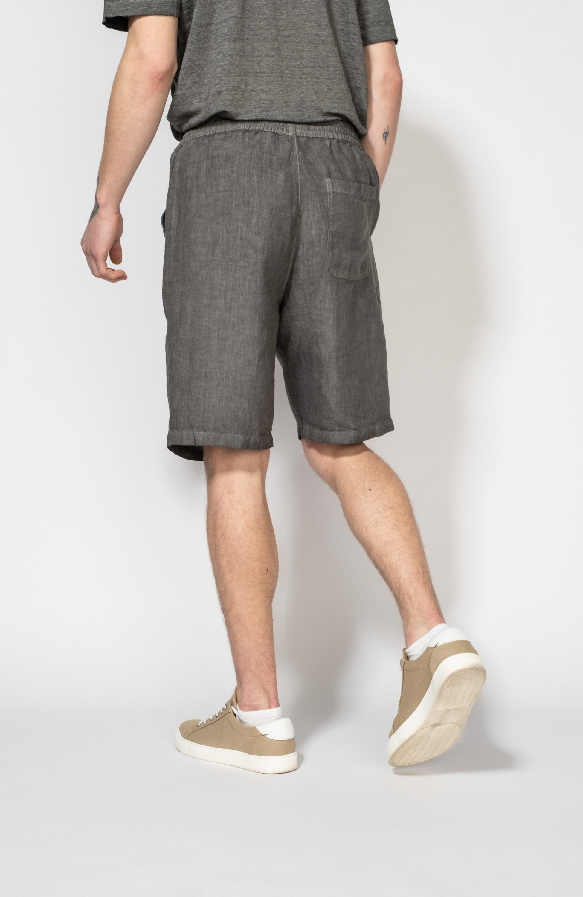 120% lino Grey Lühikesed bermuda püksid linast image 5