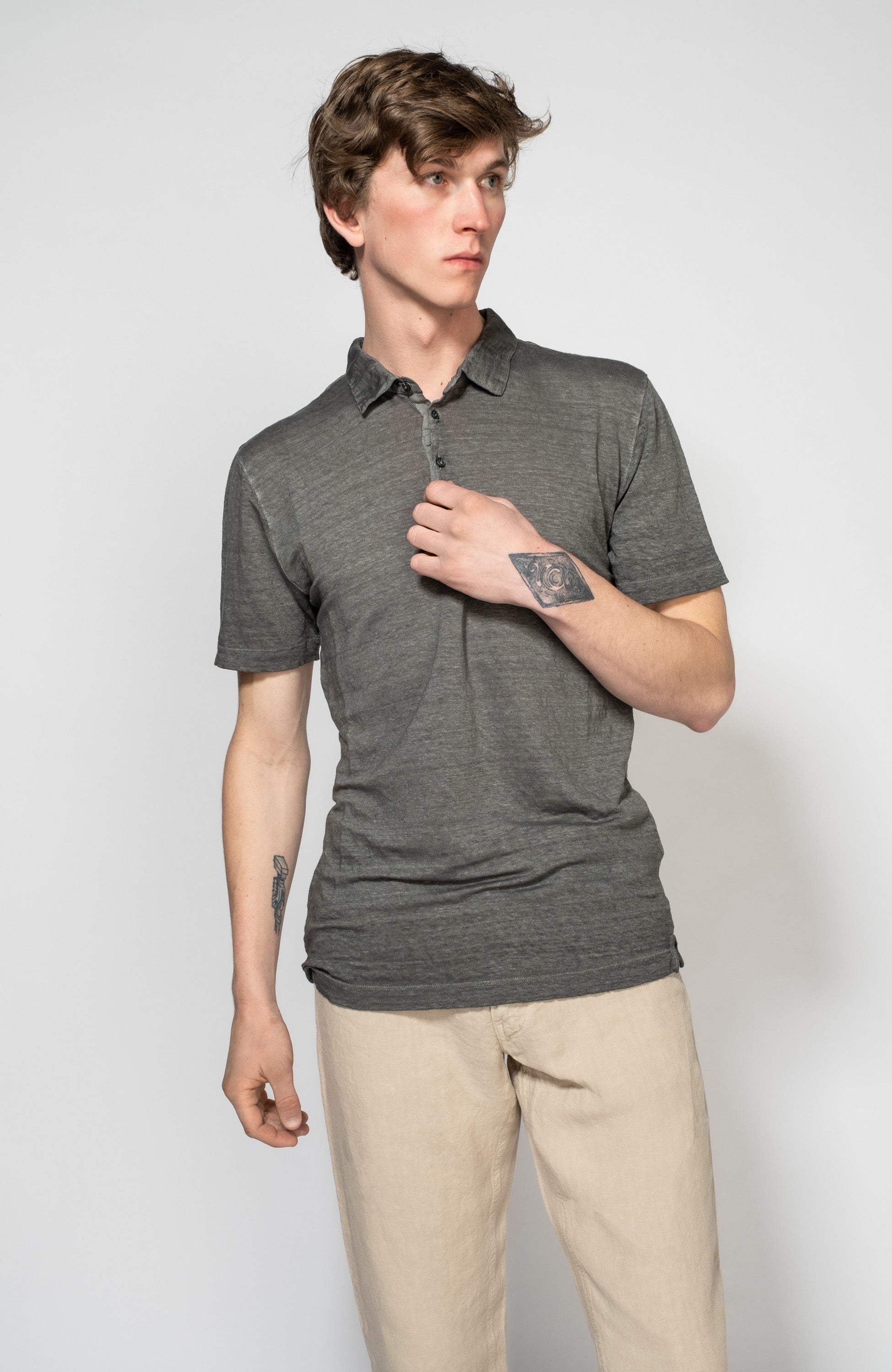 SHORT SLEEVE LINEN PIQUE POLO