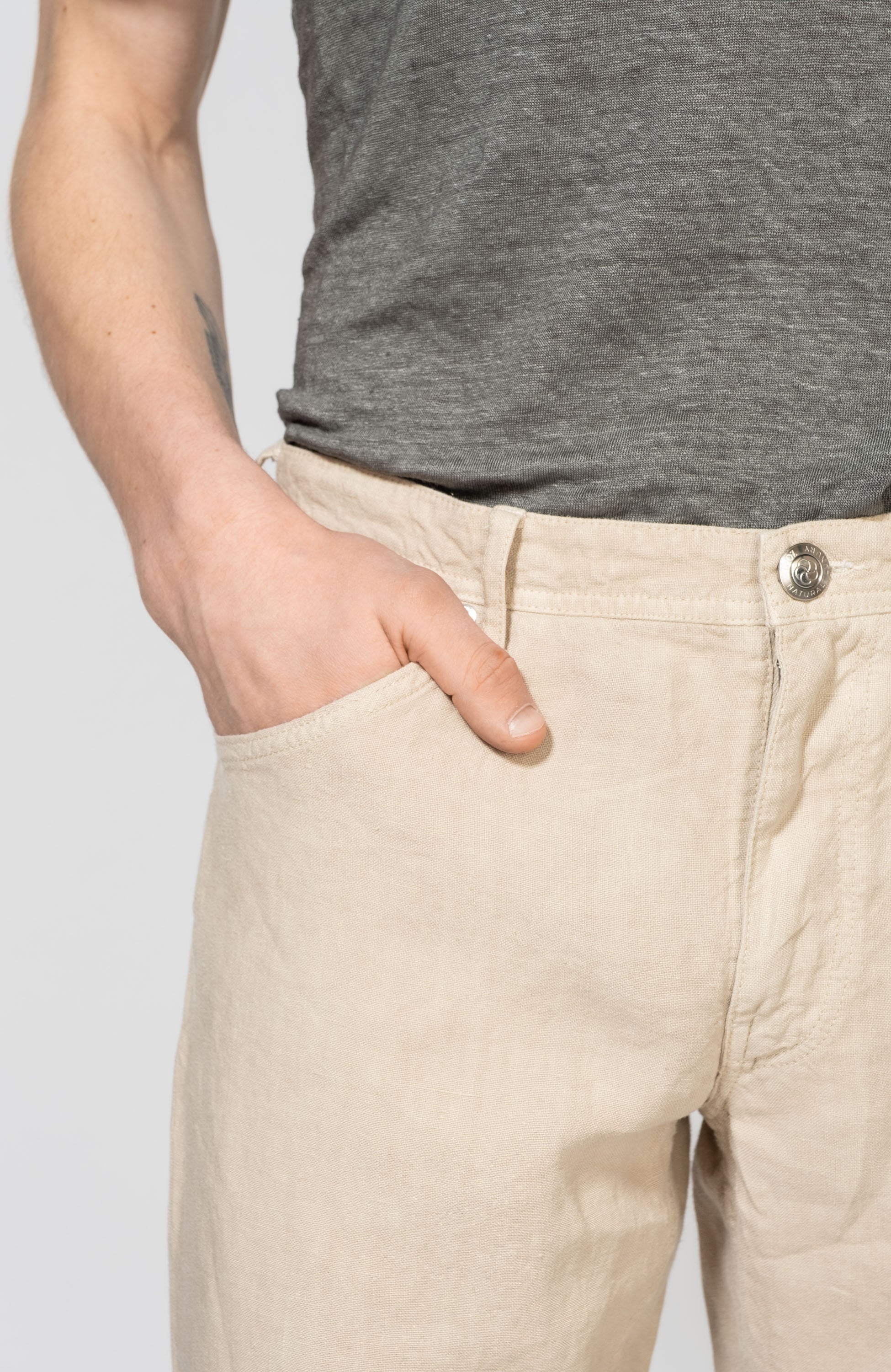 120% lino Beige Linen trousers 5-pocket image 6