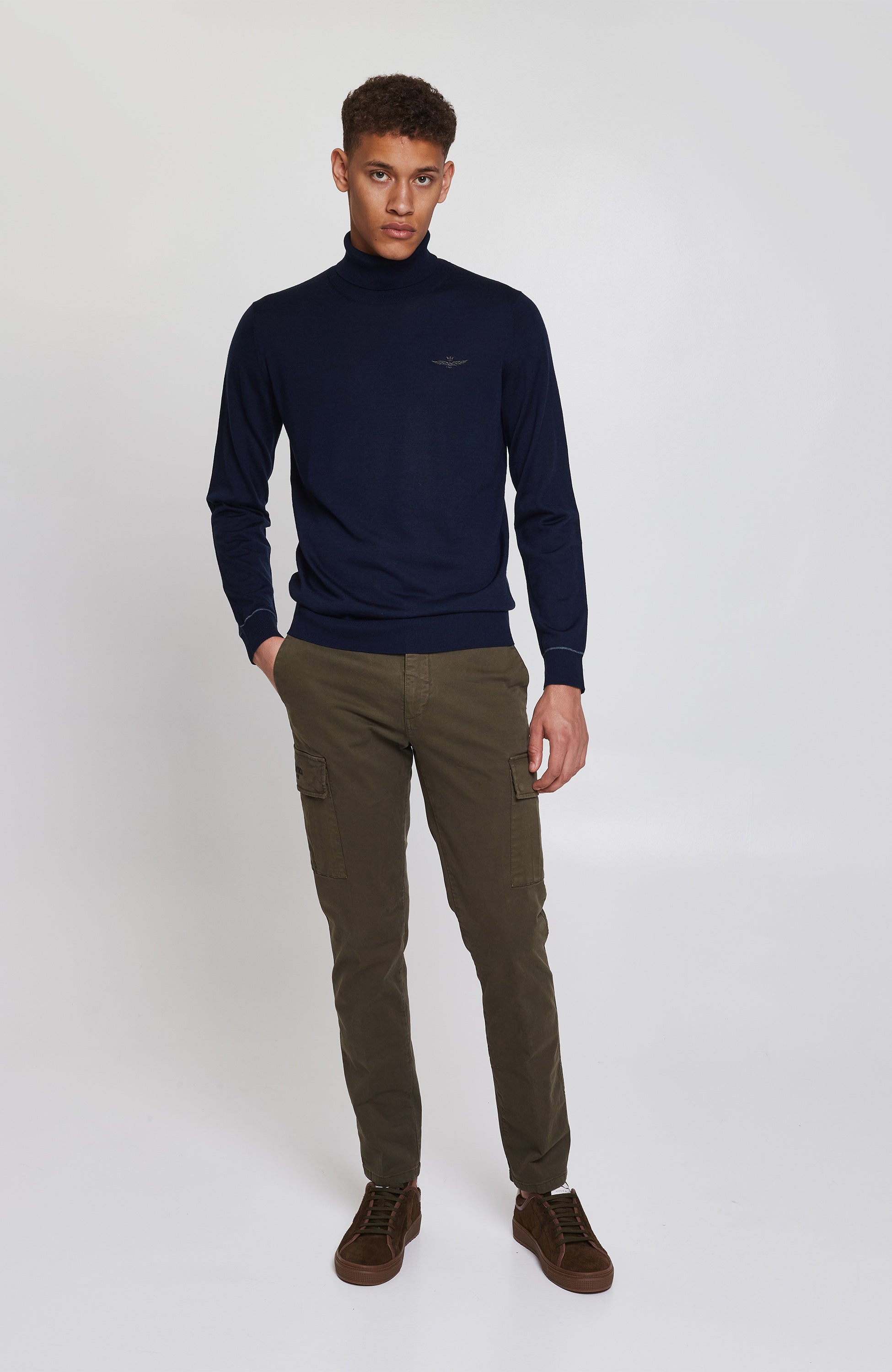 Aeronautica militare Blue Highneck merino wool sweater image 4