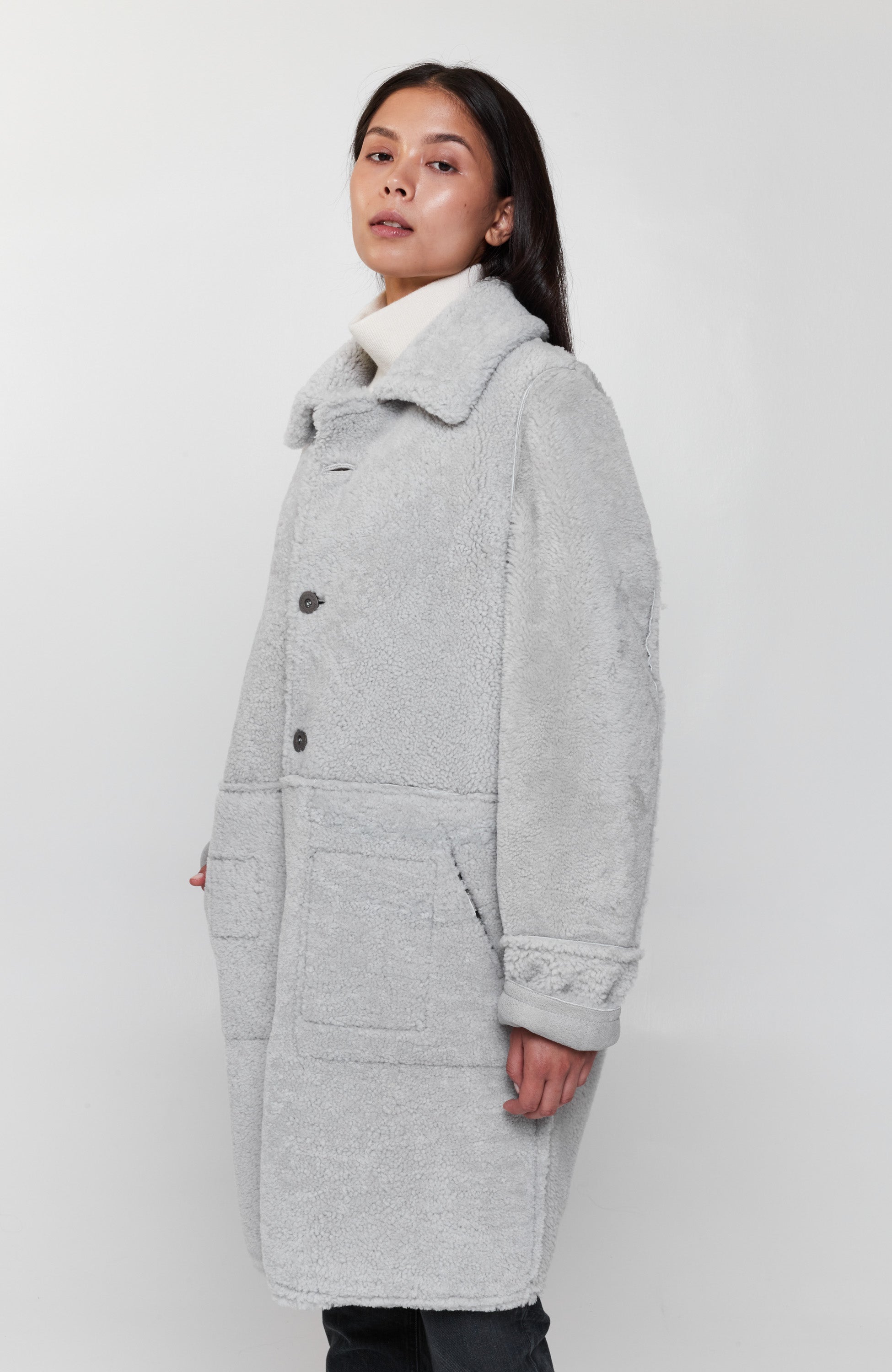 Double-side shearling coat