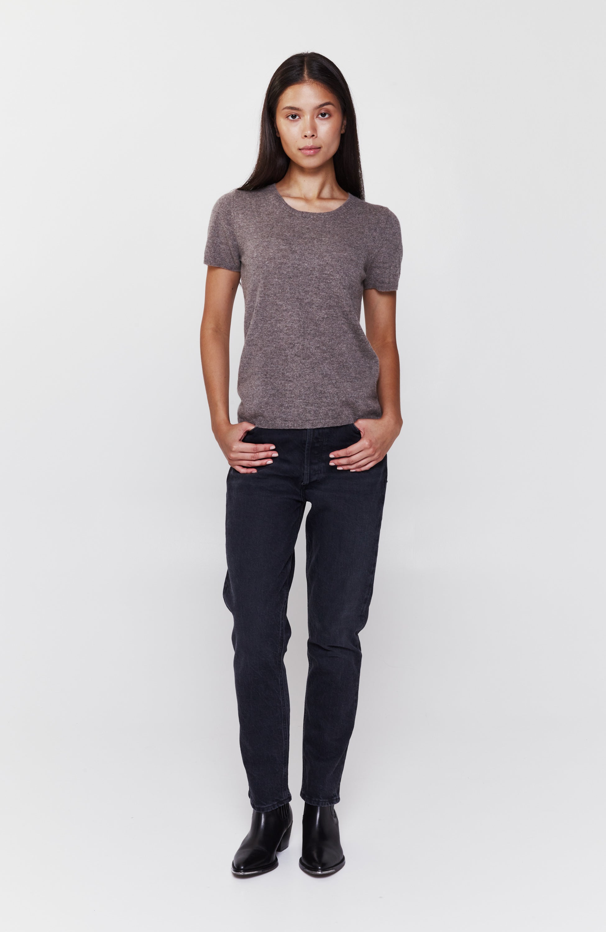 Ftc cashmere Beige Kaszmirowy top z krótkim rękawem image 3