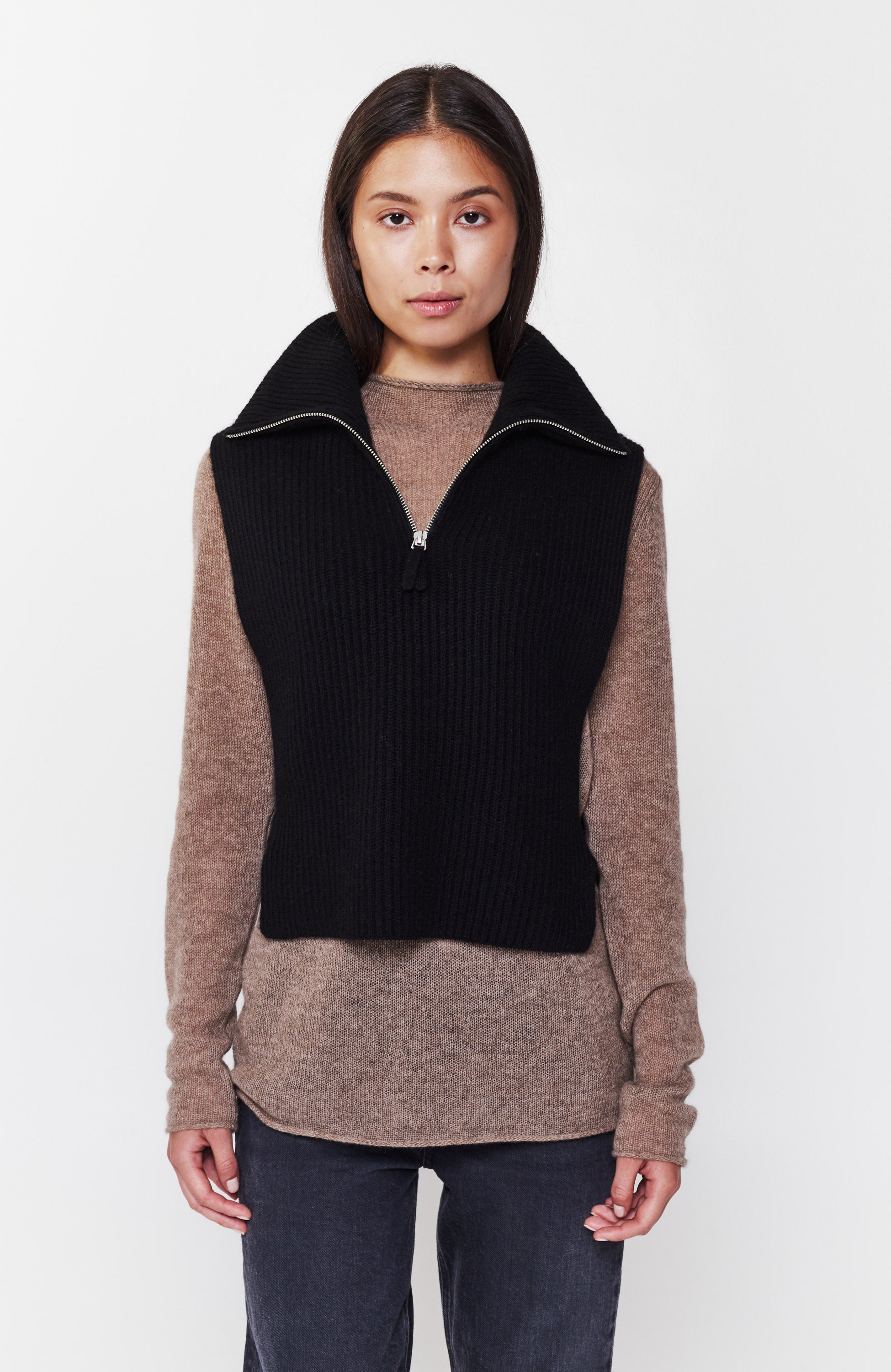 Ftc cashmere Black Highneck zipped vest image 1