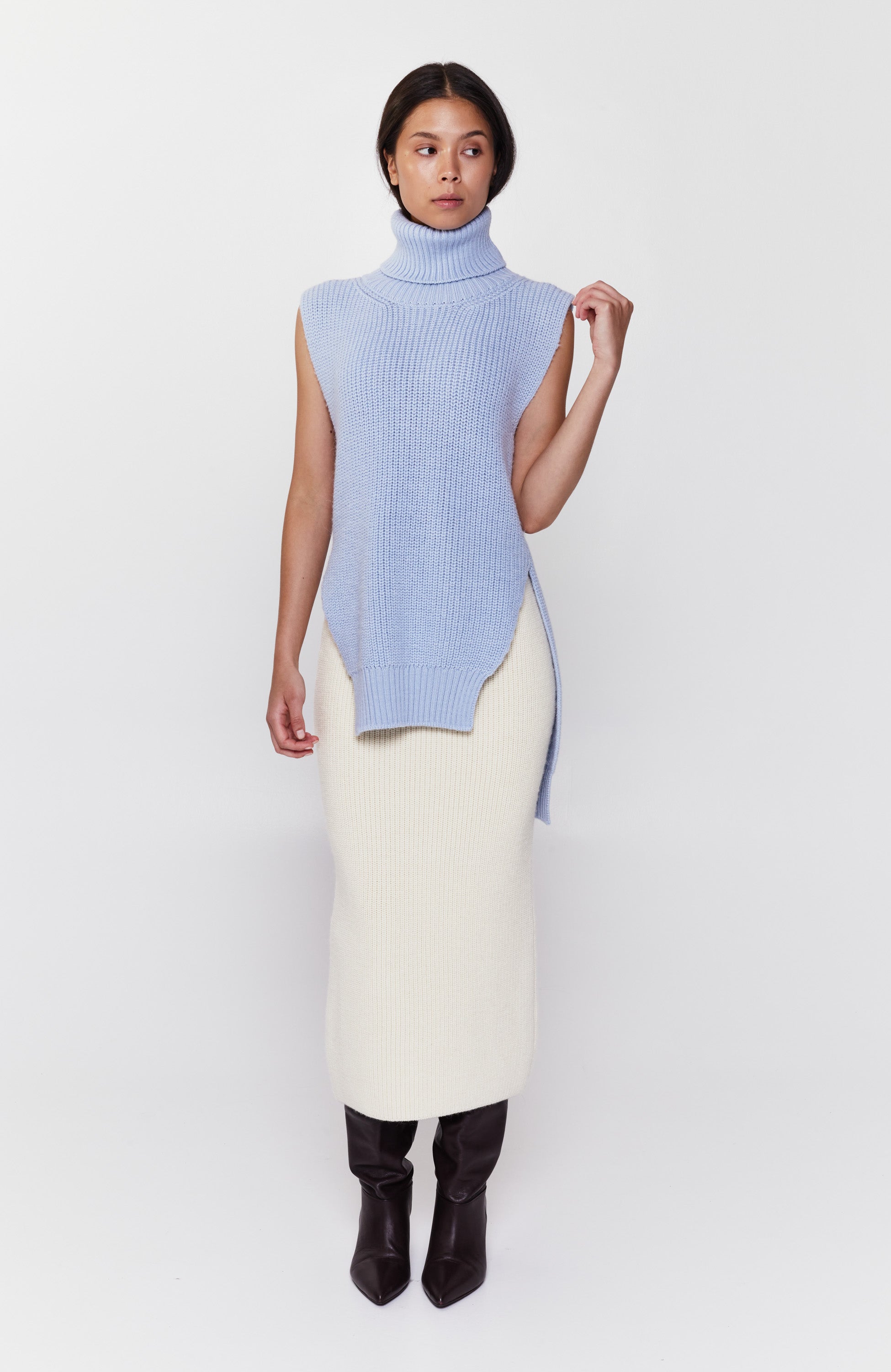 Erika cavallini Blue Rollneck knitted vest image 6
