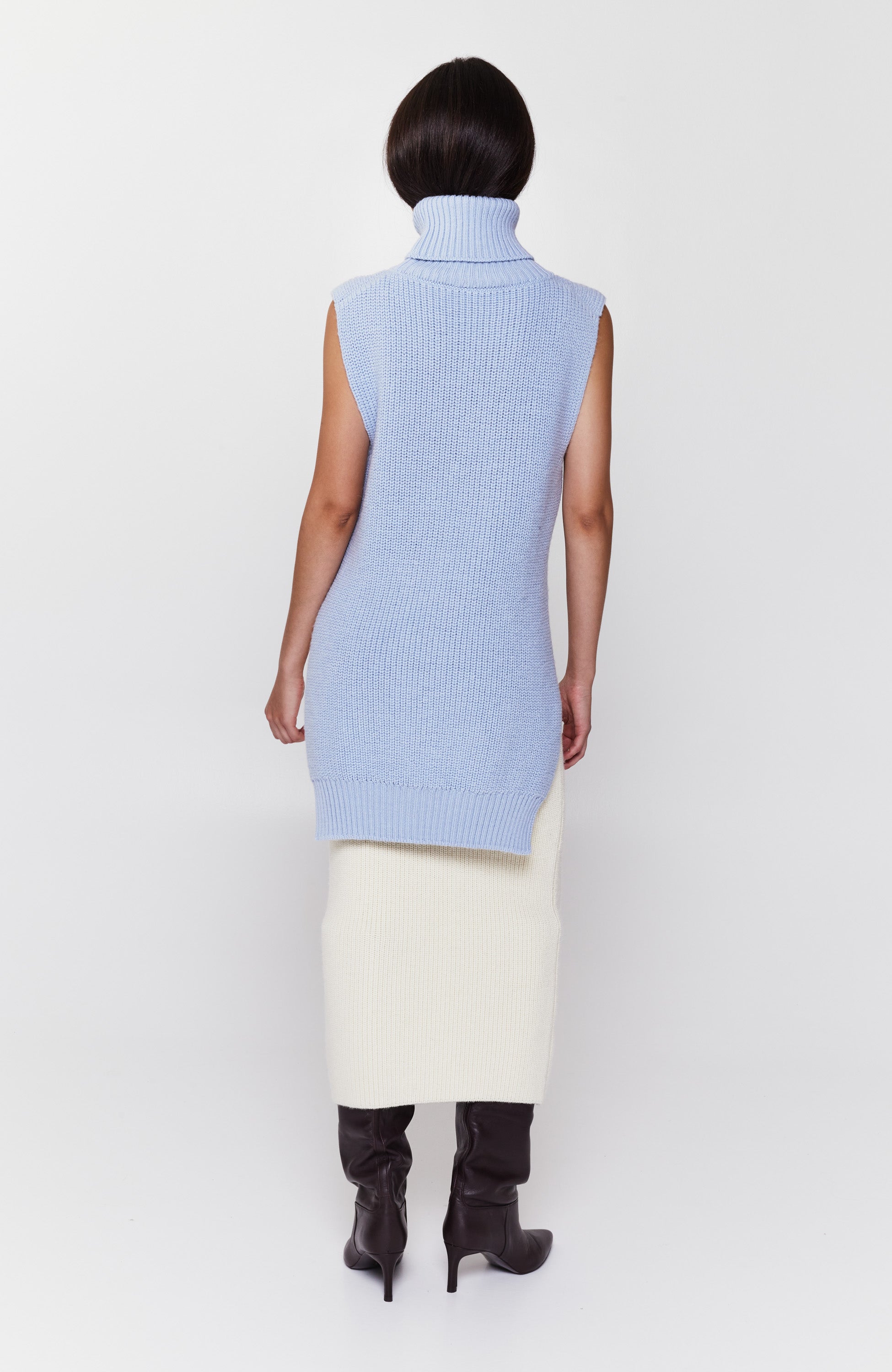 Erika cavallini Blue Rollneck knitted vest image 5